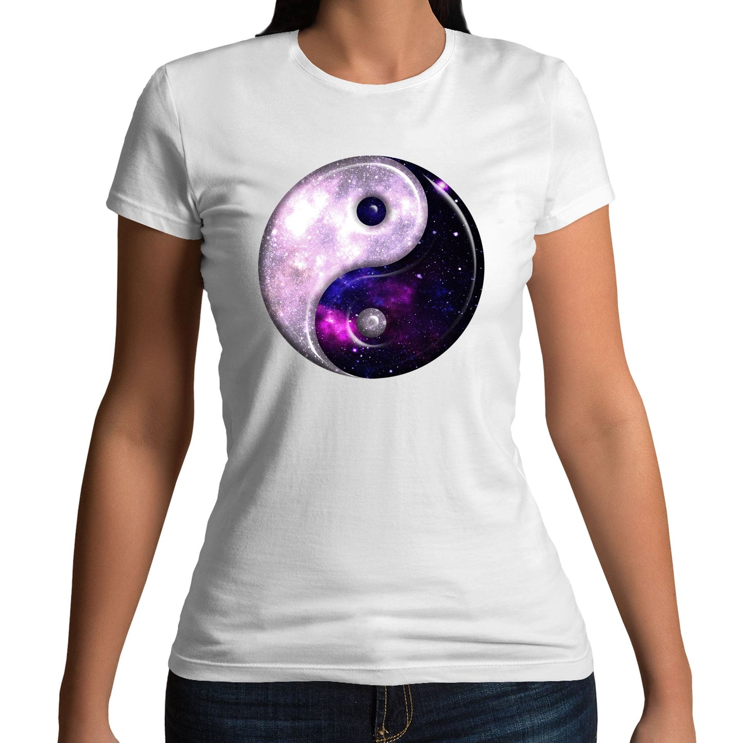 Galaxy Yin Yang Spiritual Womens T-shirt