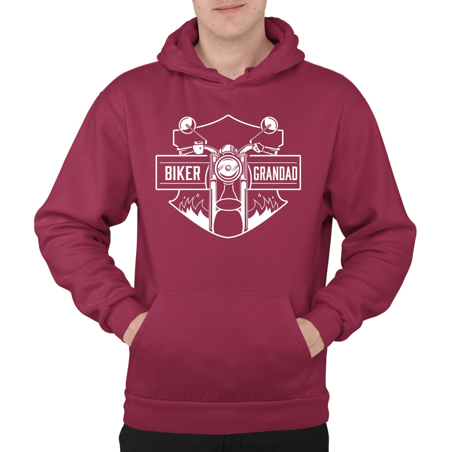 Biker Grandad Mens Pullover Hoodie