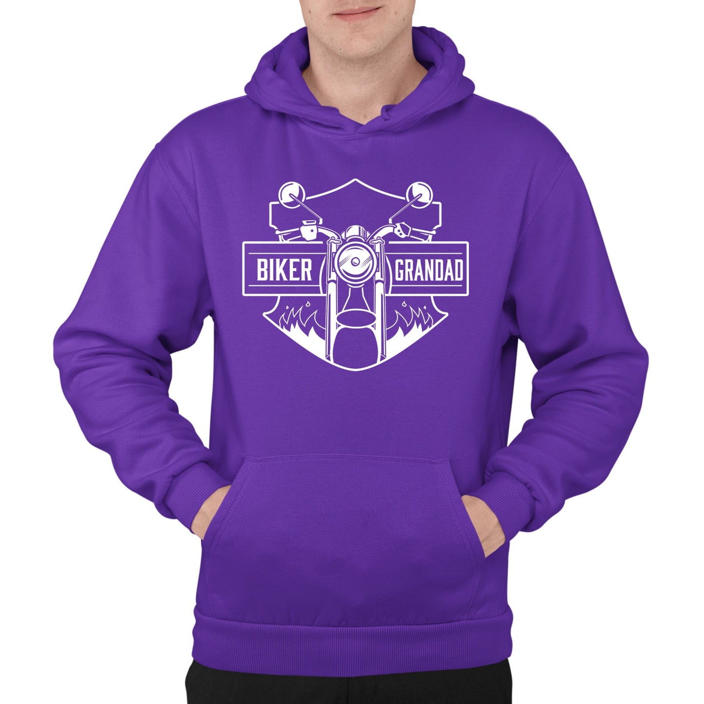 Biker Grandad Mens Pullover Hoodie