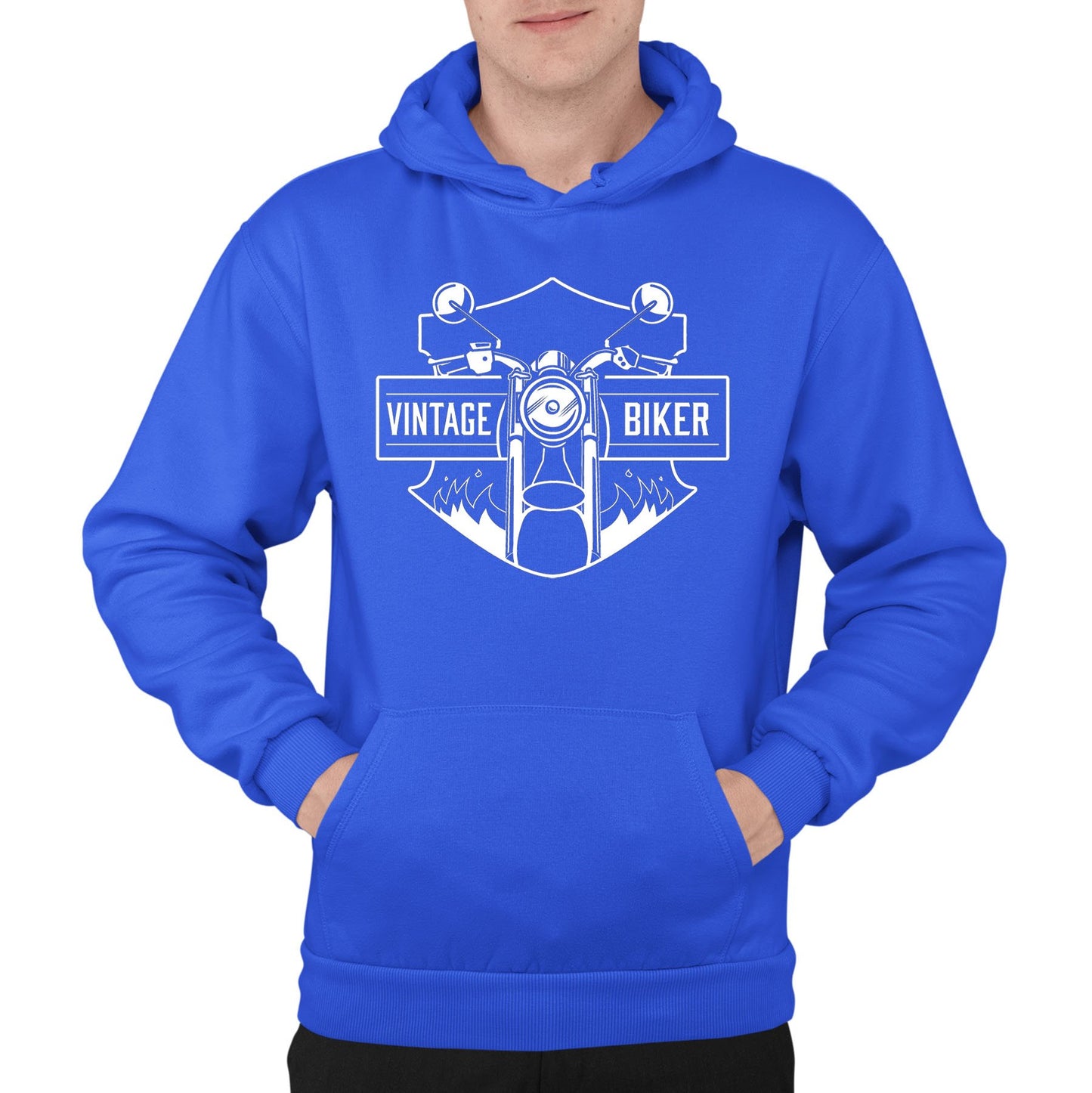 Vintage Biker Mens Pullover Hoodie