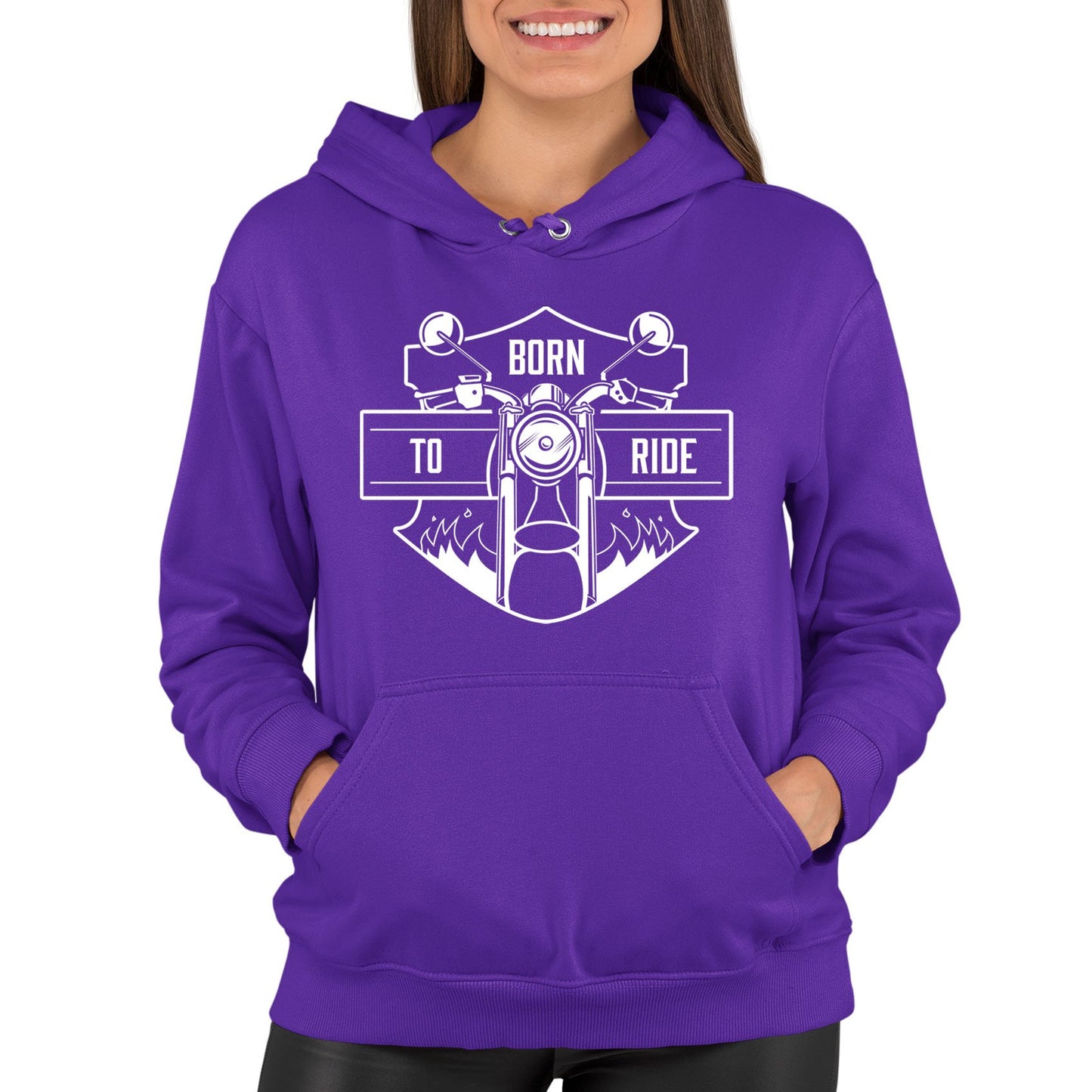 Born To Ride Biker Womens Pullover Hoodie