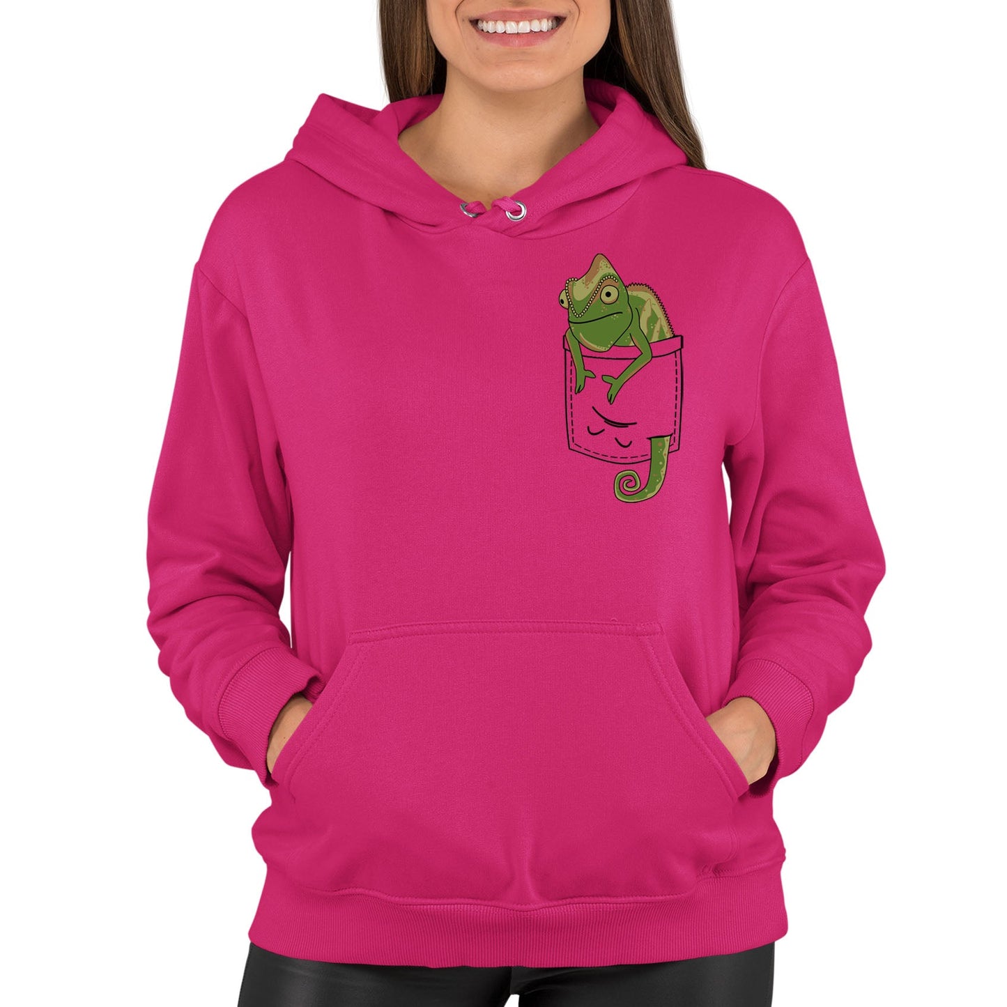 Chameleon Pocket Print Womens Pullover Hoodie