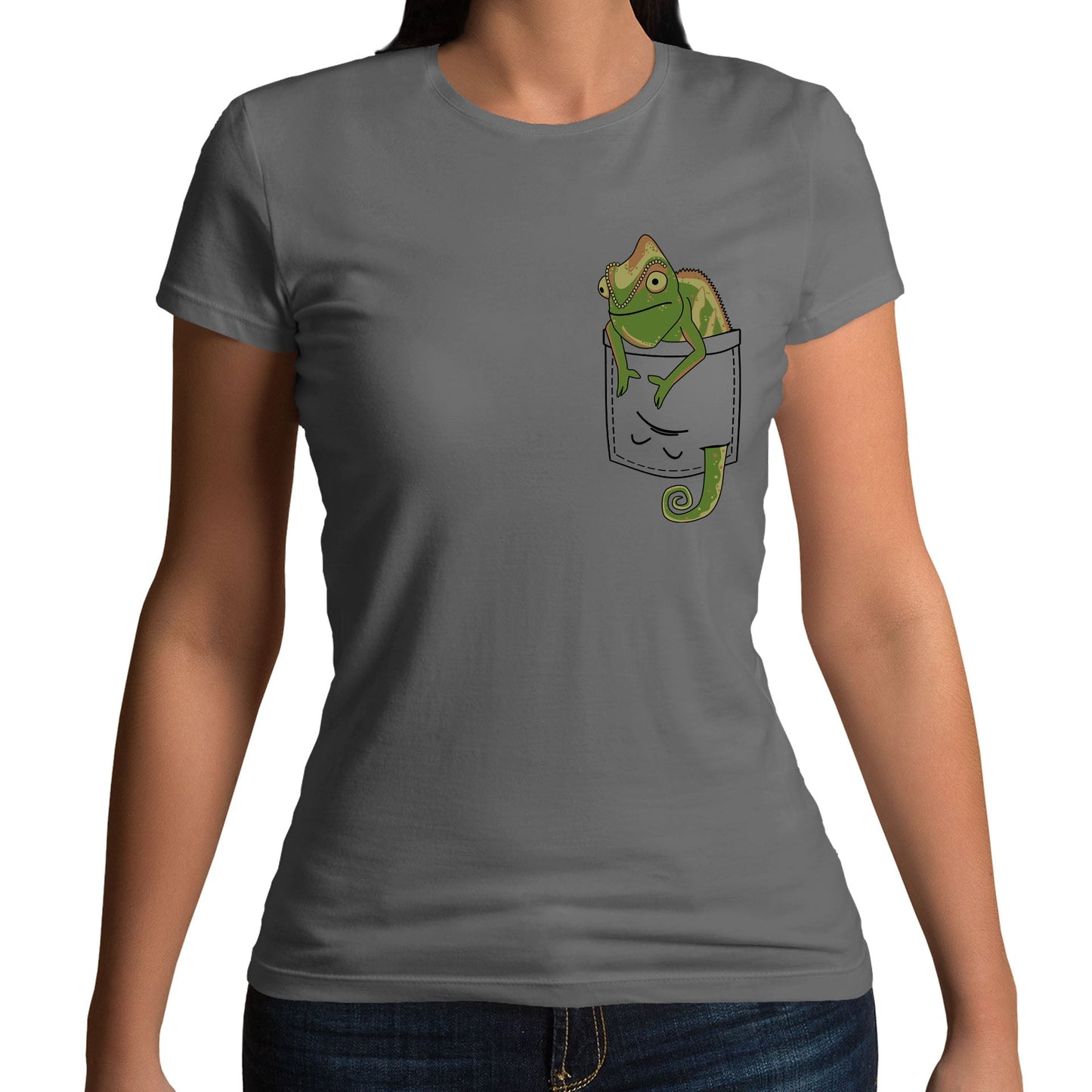 Chameleon Pocket Print Womens T-shirt