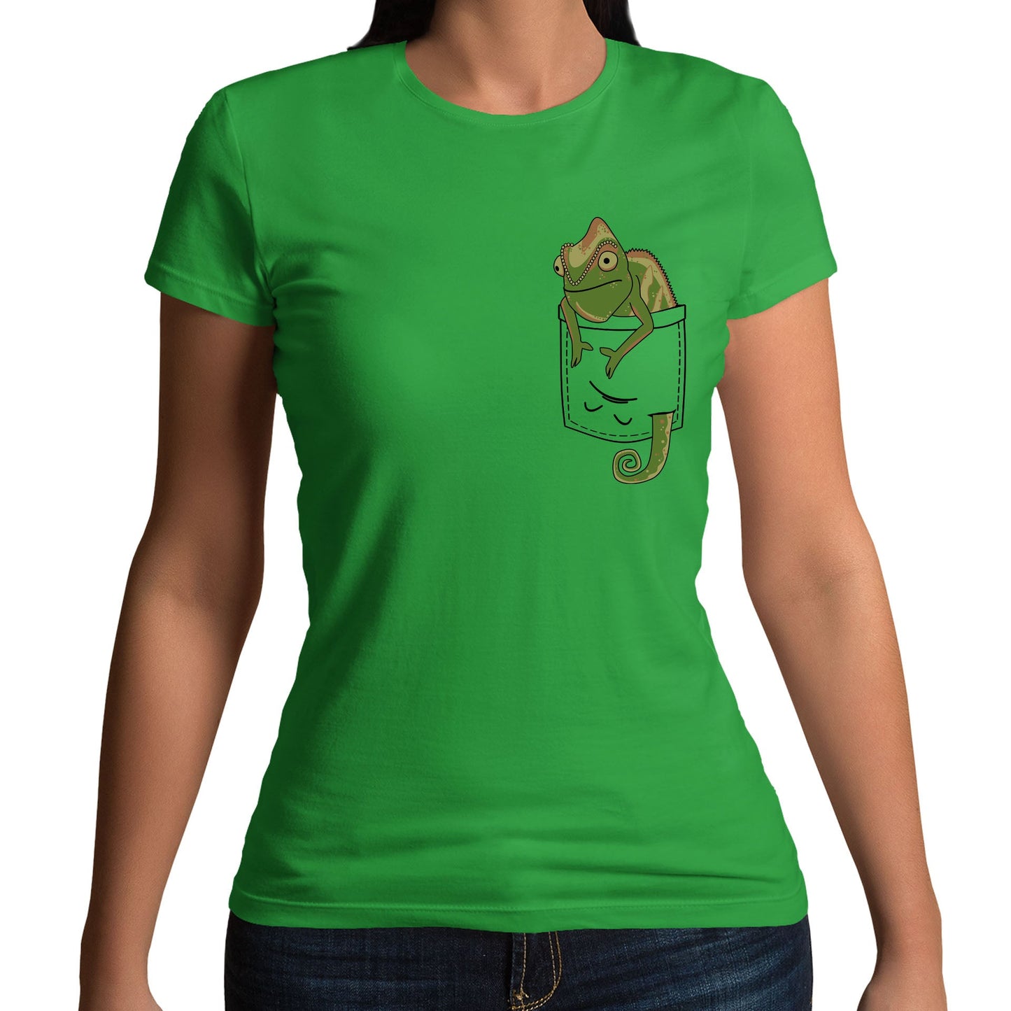 Chameleon Pocket Print Womens T-shirt