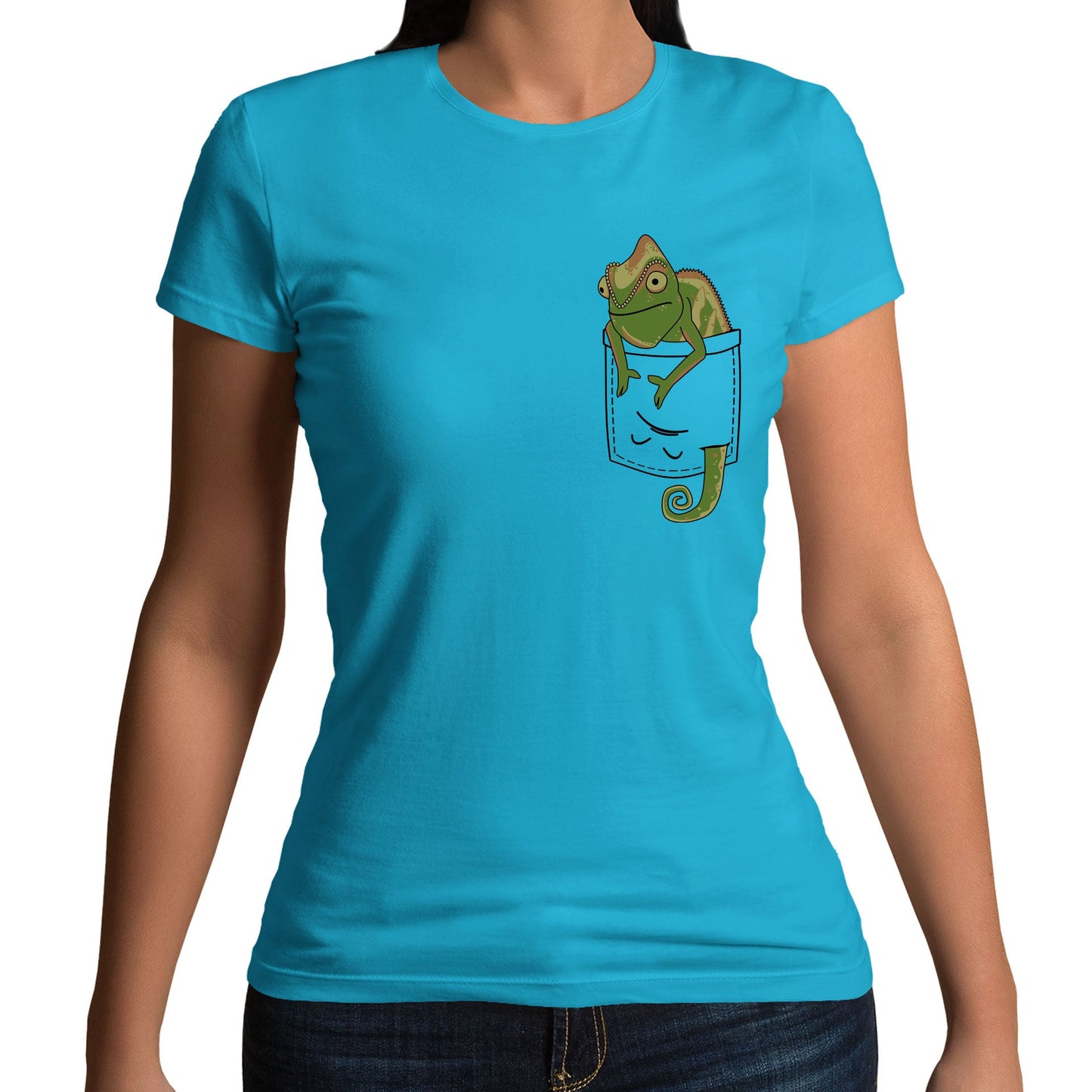 Chameleon Pocket Print Womens T-shirt