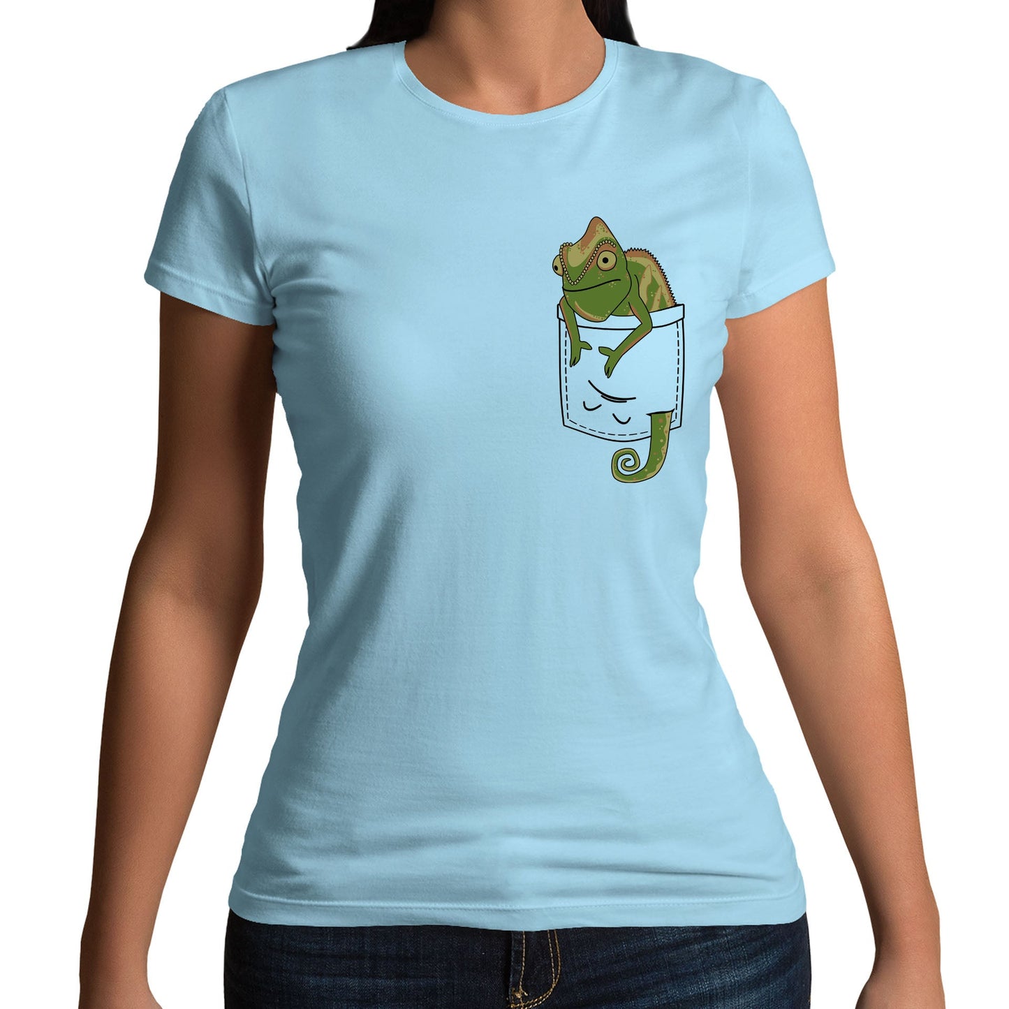 Chameleon Pocket Print Womens T-shirt