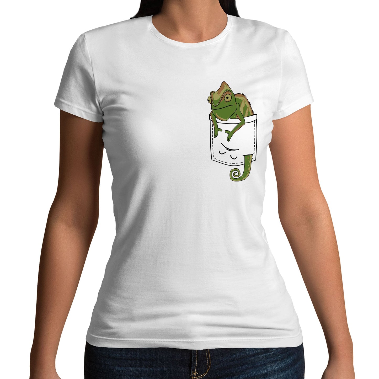 Chameleon Pocket Print Womens T-shirt