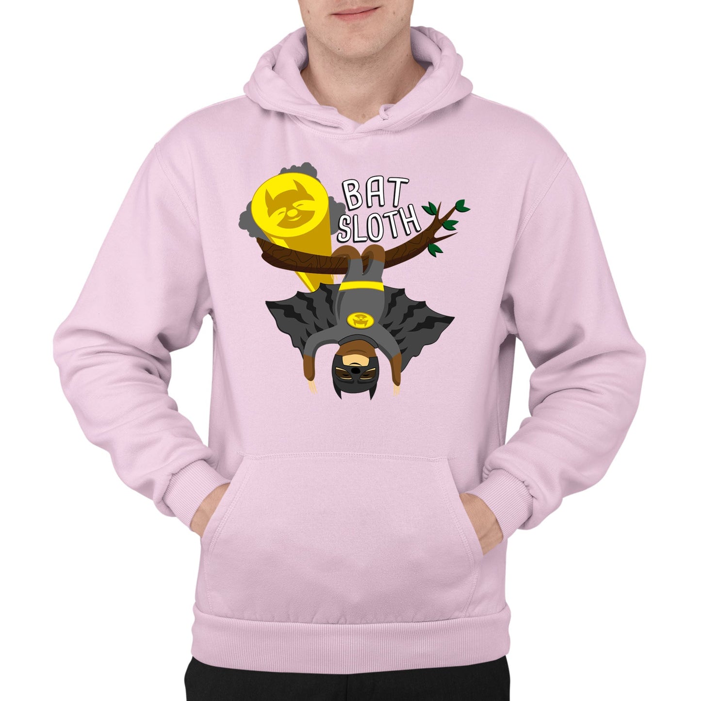 Bat Sloth Funny Super Hero Mens Pullover Hoodie