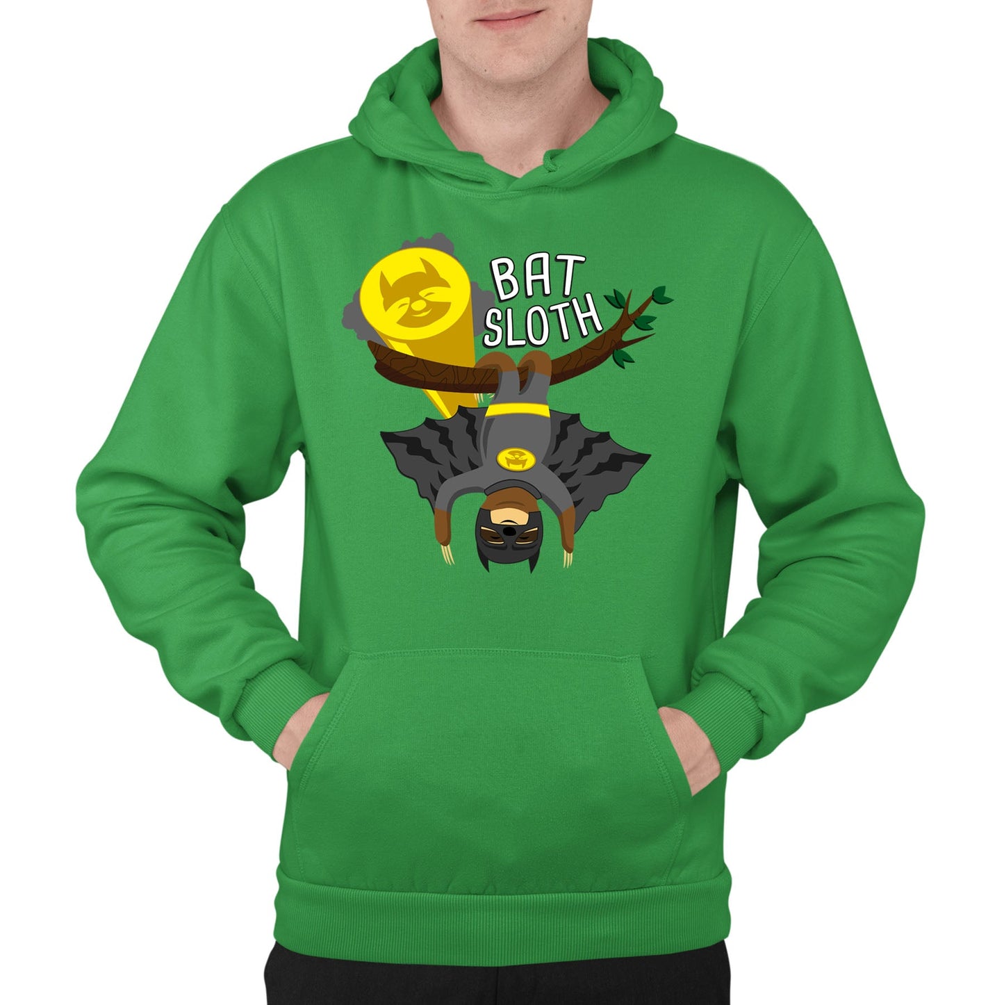 Bat Sloth Funny Super Hero Mens Pullover Hoodie