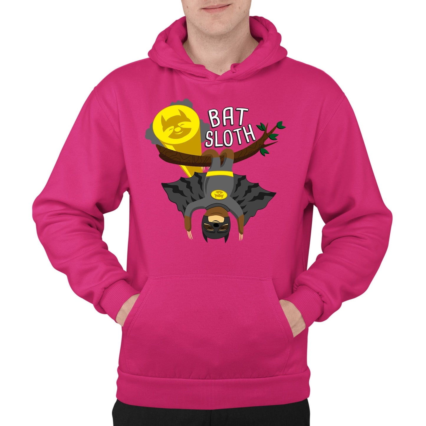 Bat Sloth Funny Super Hero Mens Pullover Hoodie