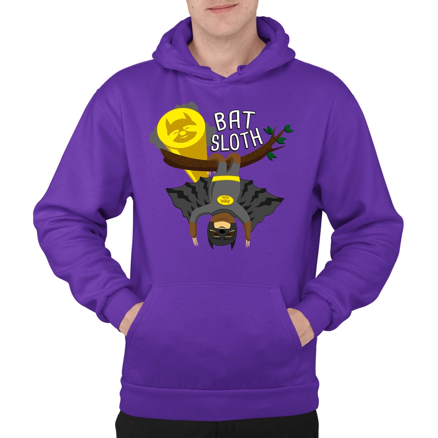 Bat Sloth Funny Super Hero Mens Pullover Hoodie