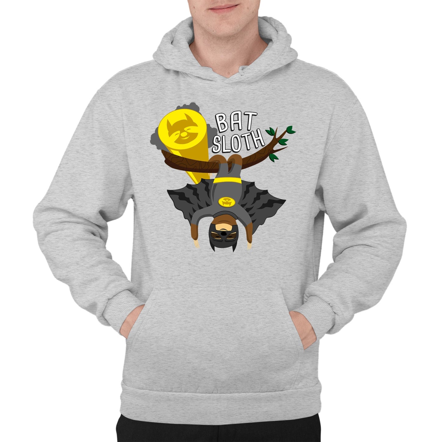 Bat Sloth Funny Super Hero Mens Pullover Hoodie