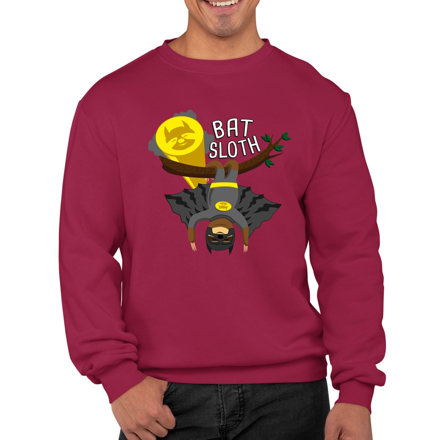 Bat Sloth Funny Super Hero Mens Sweatshirt