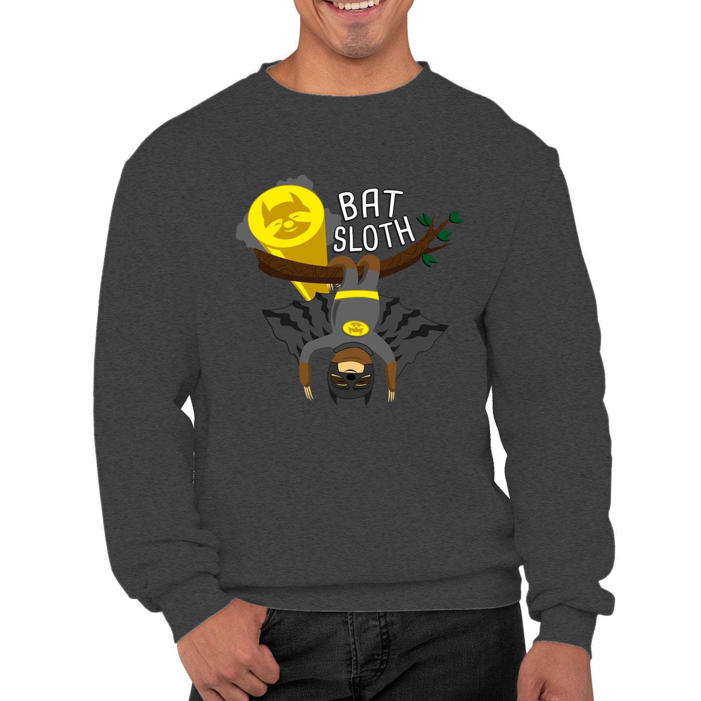 Bat Sloth Funny Super Hero Mens Sweatshirt