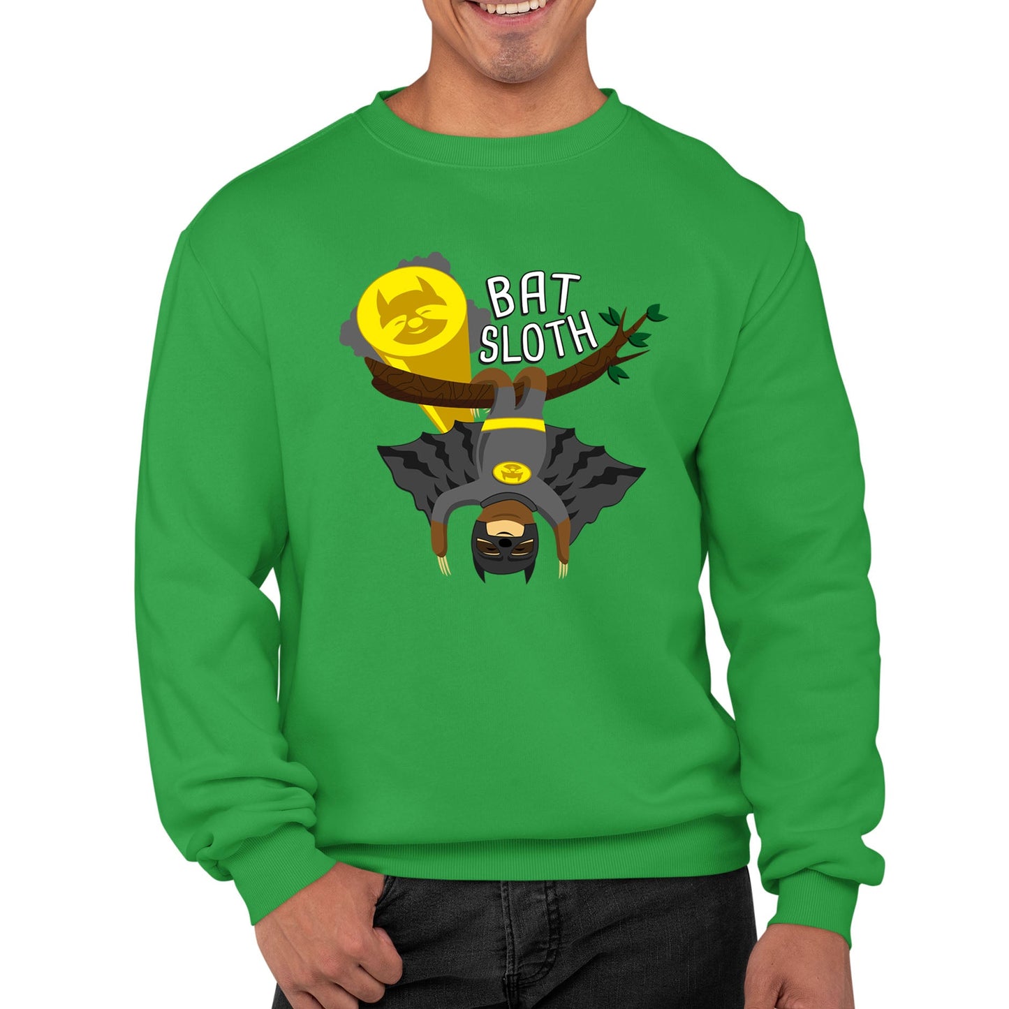 Bat Sloth Funny Super Hero Mens Sweatshirt