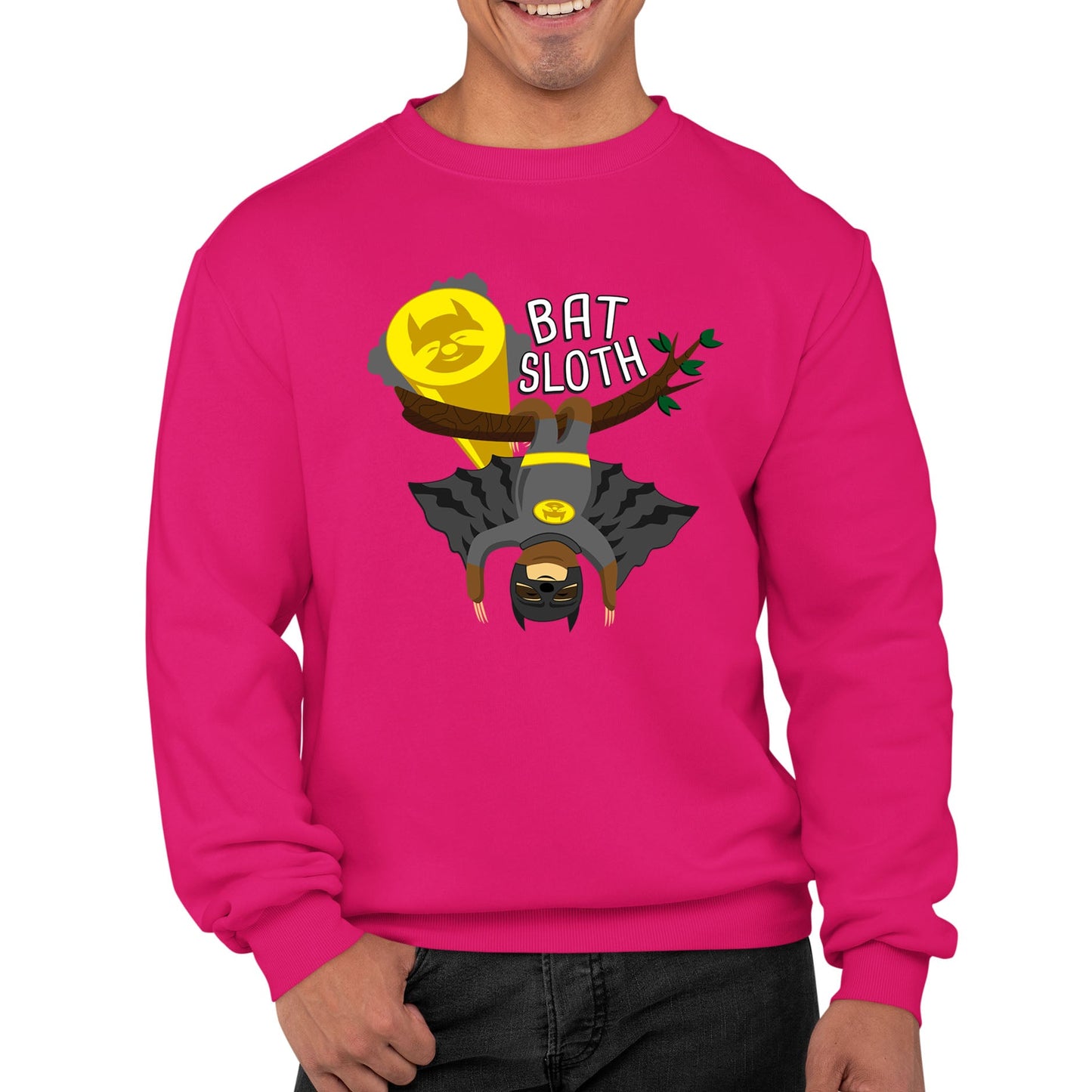 Bat Sloth Funny Super Hero Mens Sweatshirt