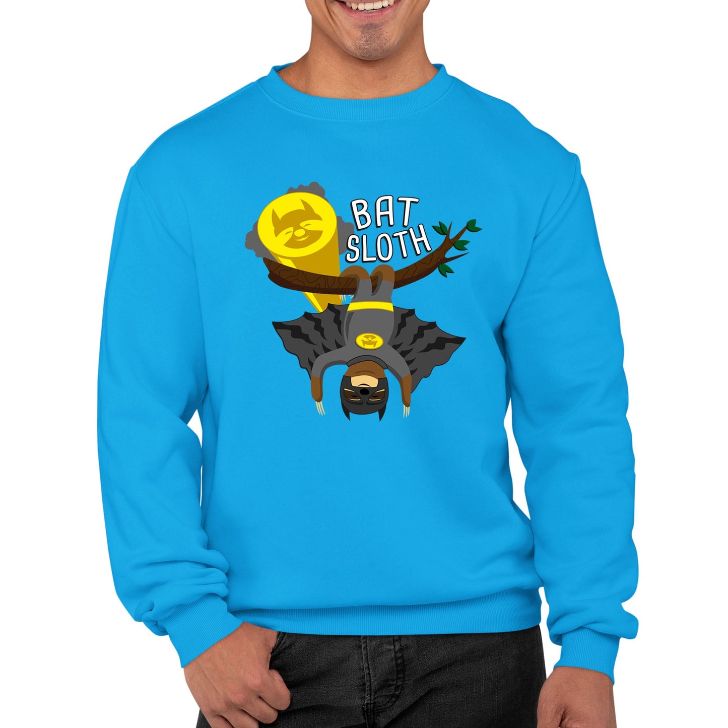 Bat Sloth Funny Super Hero Mens Sweatshirt