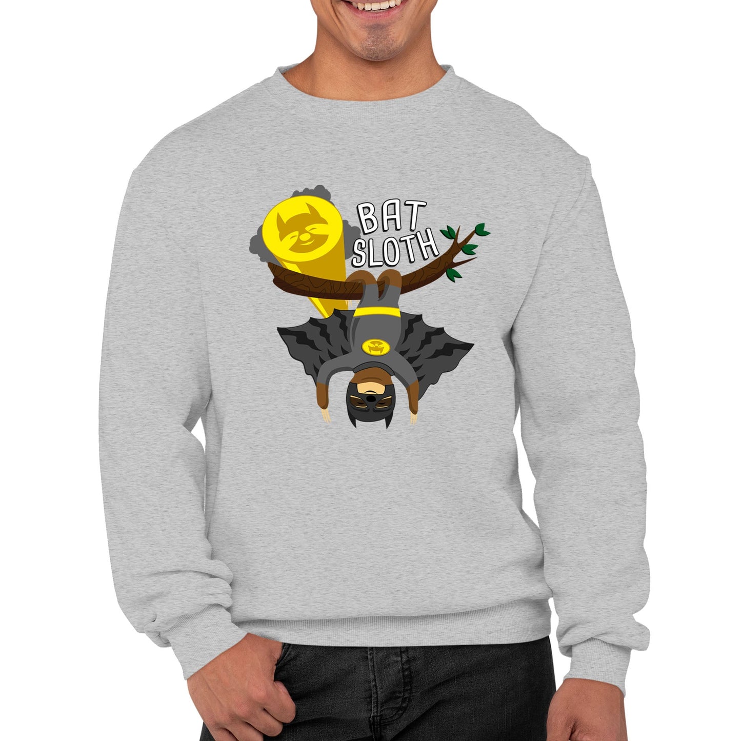 Bat Sloth Funny Super Hero Mens Sweatshirt