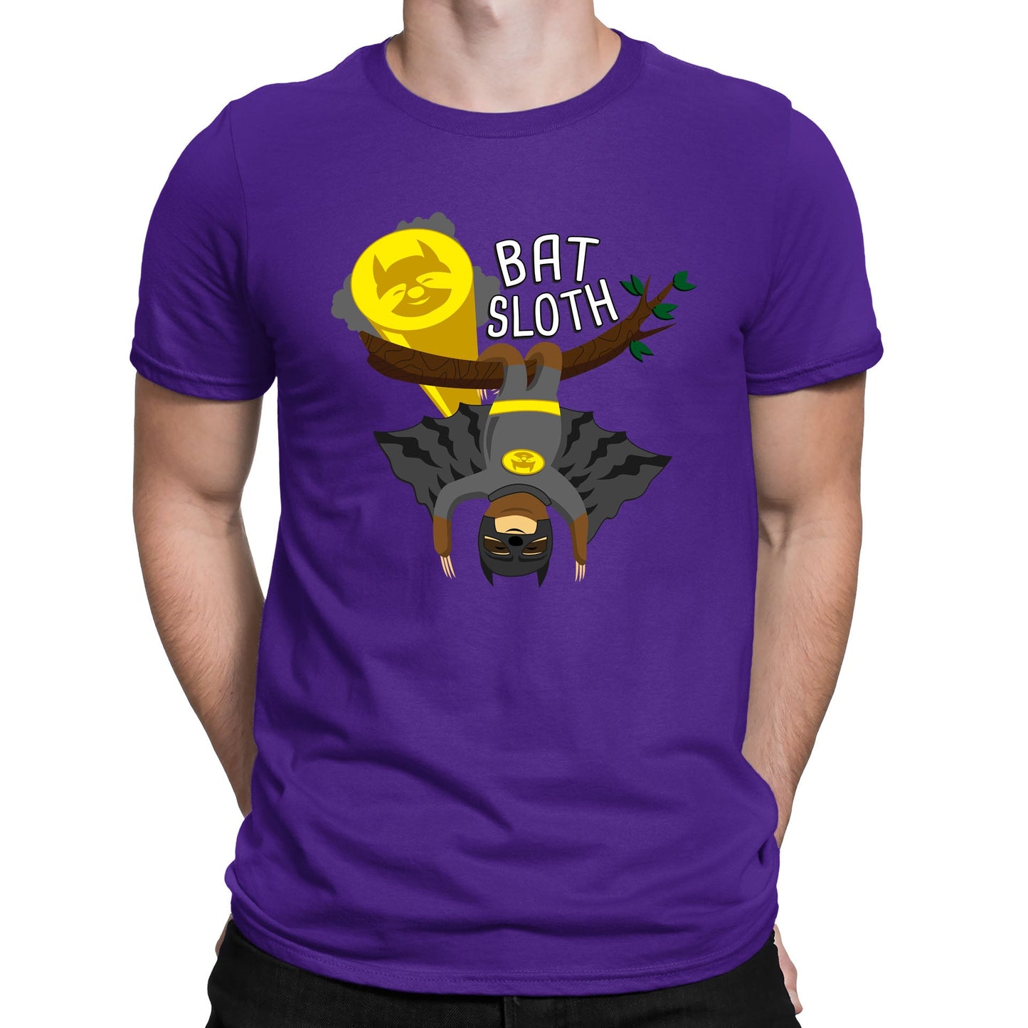 Bat Sloth Funny Super Hero Mens T-shirt