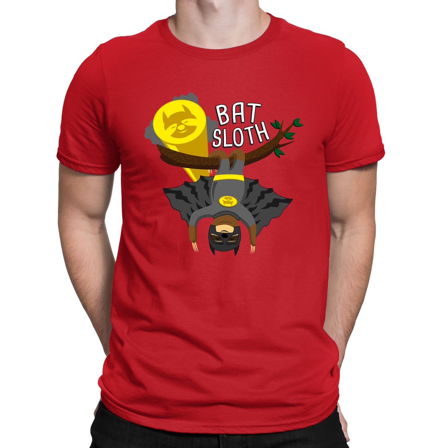 Bat Sloth Funny Super Hero Mens T-shirt