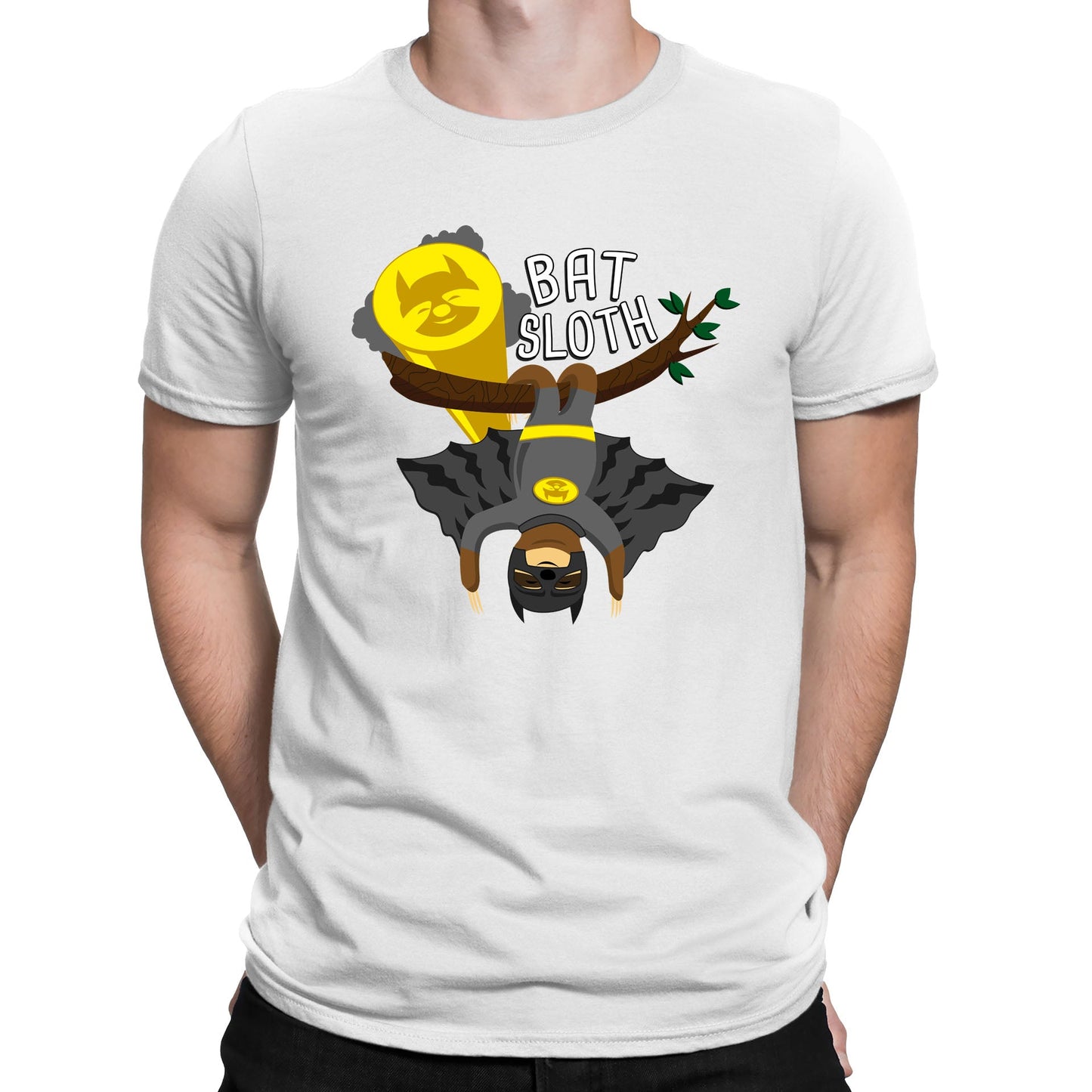 Bat Sloth Funny Super Hero Mens T-shirt