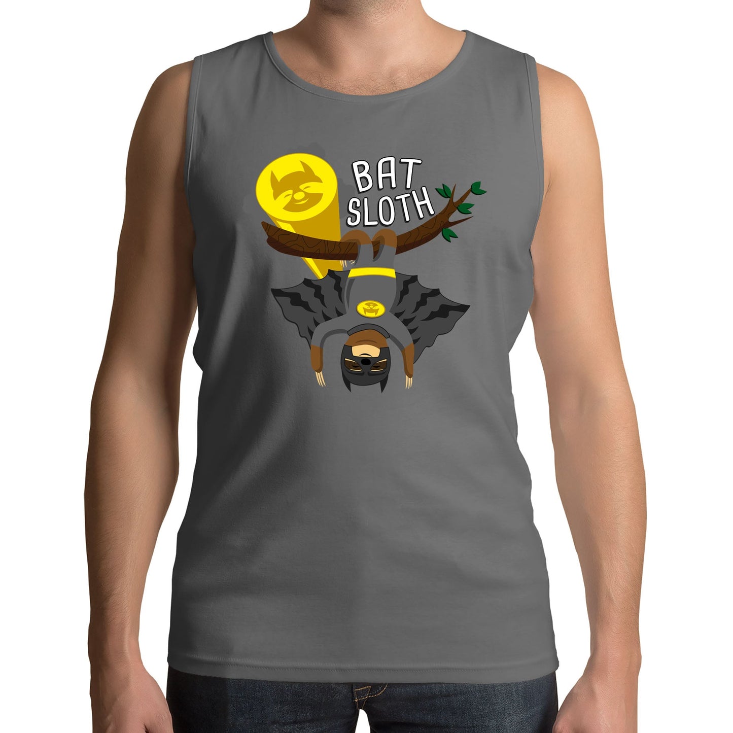 Bat Sloth Funny Super Hero Mens Vest