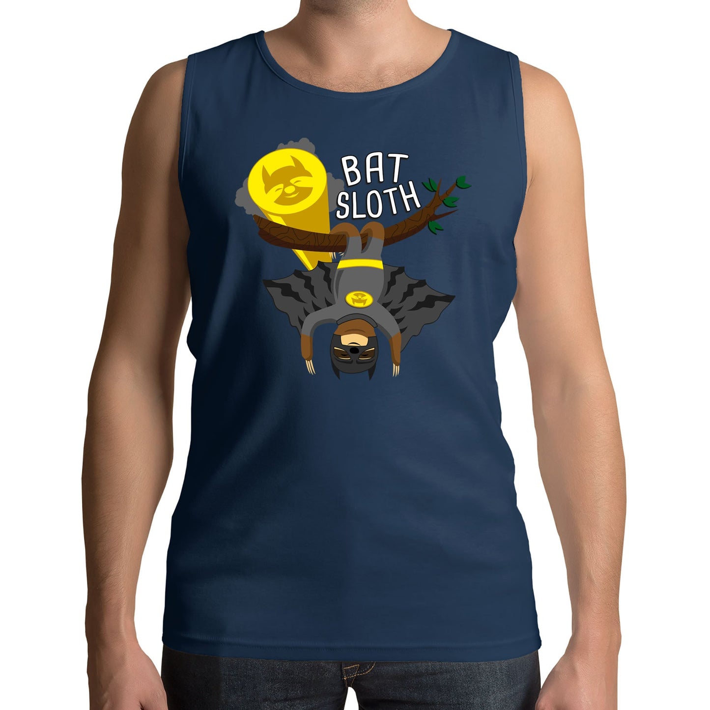 Bat Sloth Funny Super Hero Mens Vest