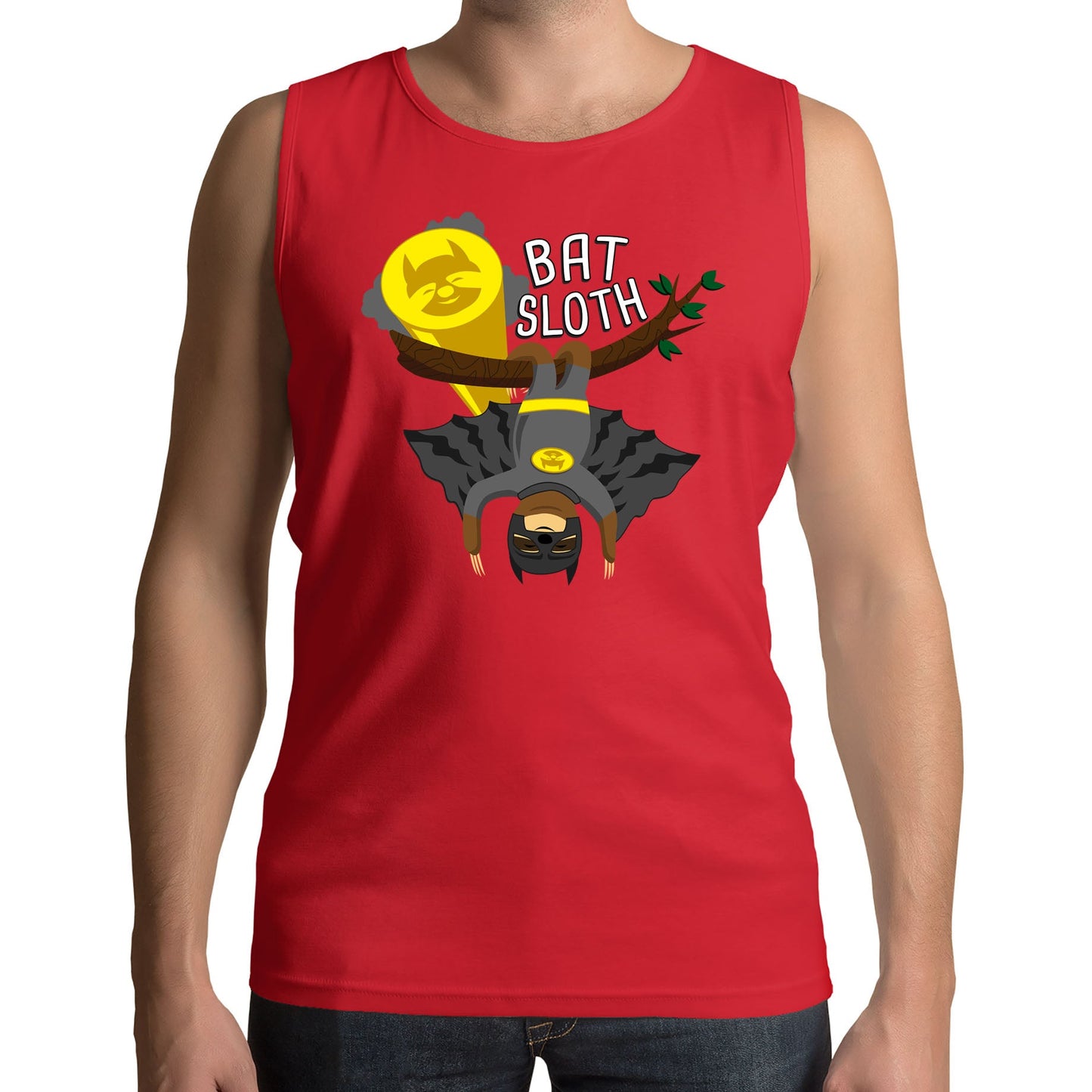 Bat Sloth Funny Super Hero Mens Vest