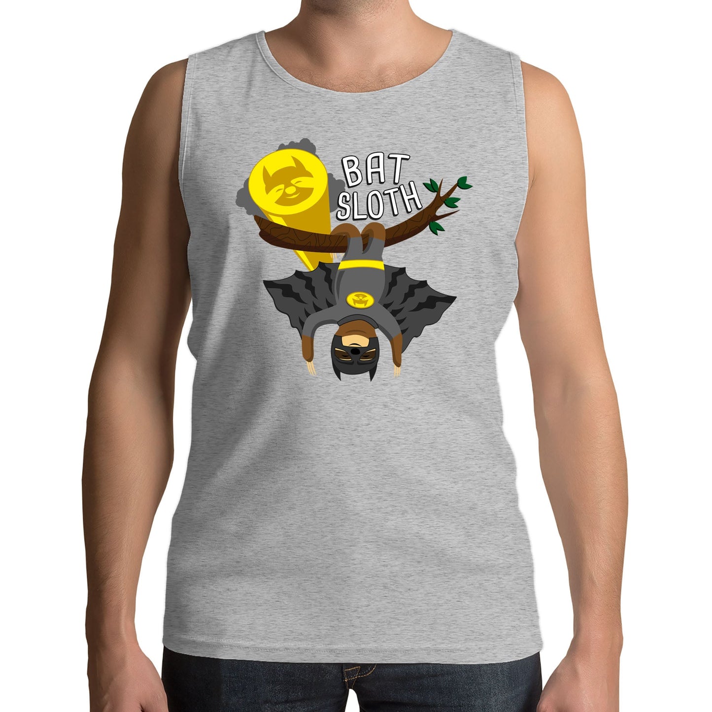 Bat Sloth Funny Super Hero Mens Vest