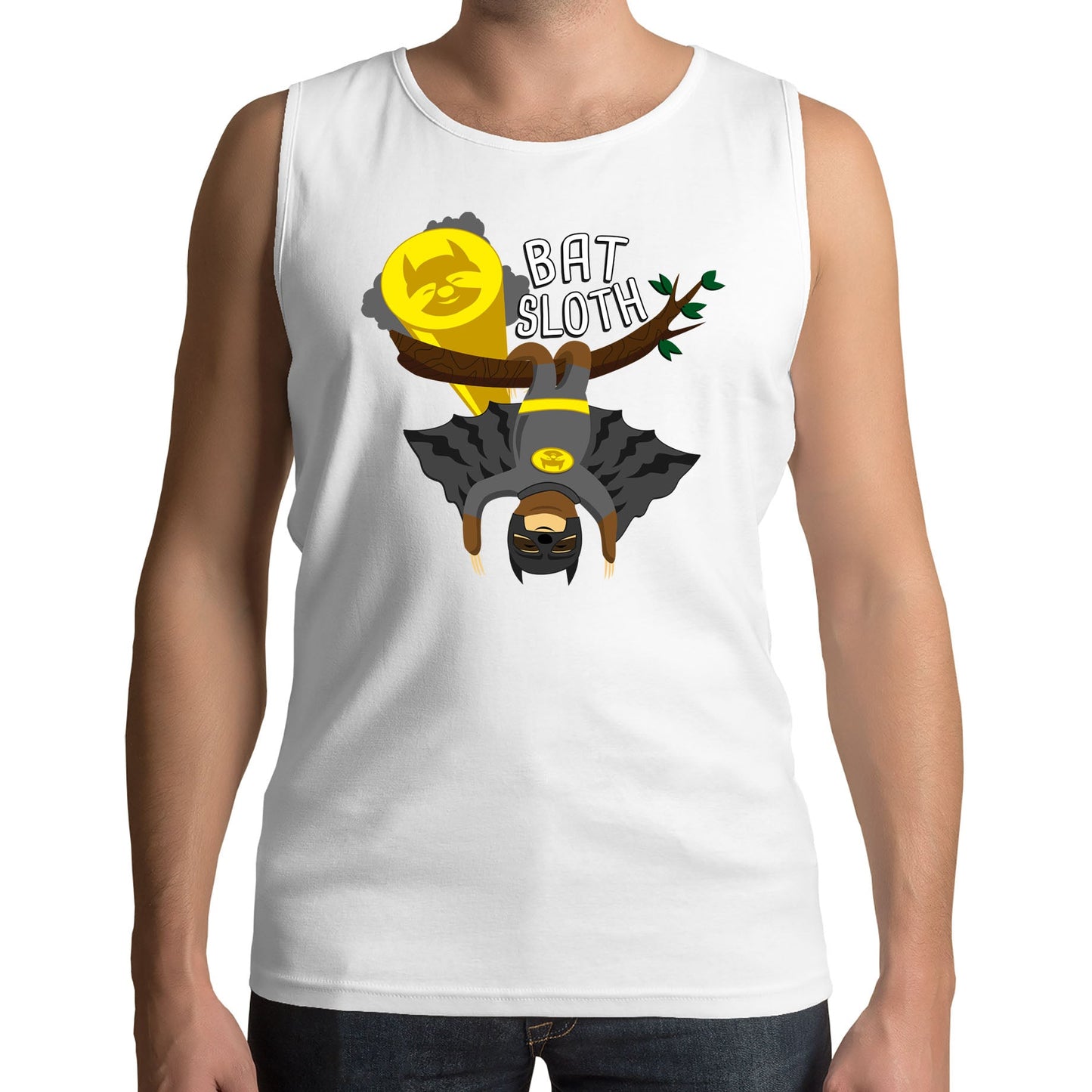 Bat Sloth Funny Super Hero Mens Vest