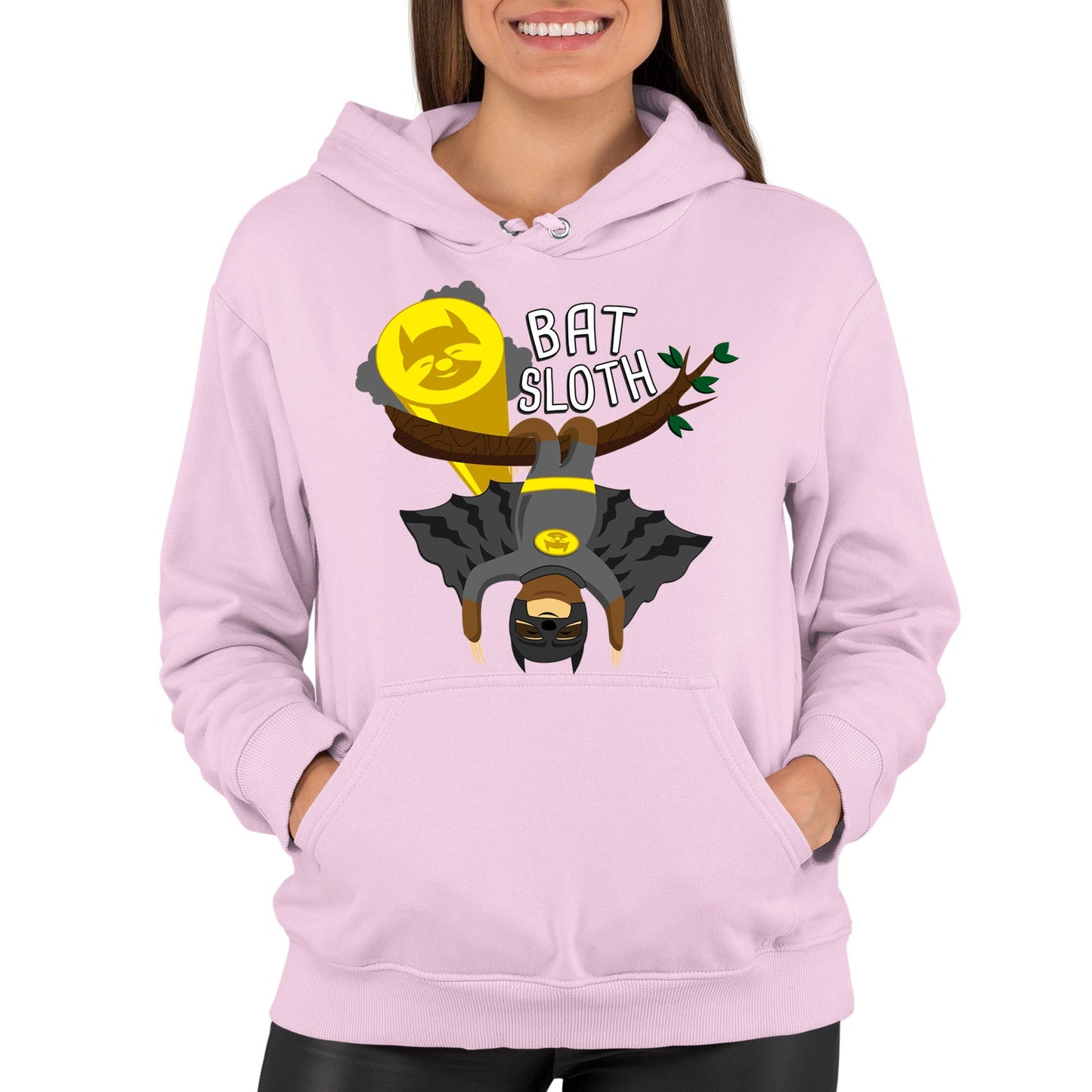 Bat Sloth Funny Super Hero Womens Pullover Hoodie