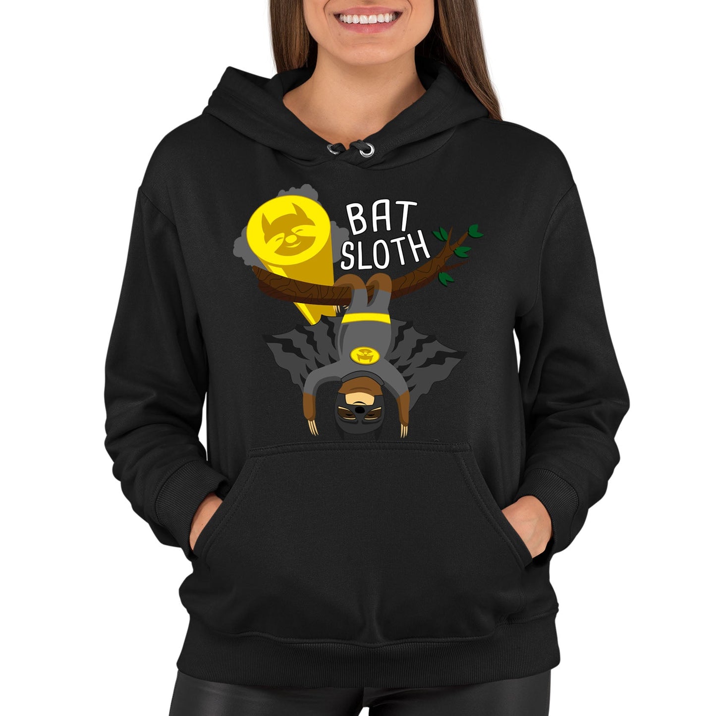 Bat Sloth Funny Super Hero Womens Pullover Hoodie