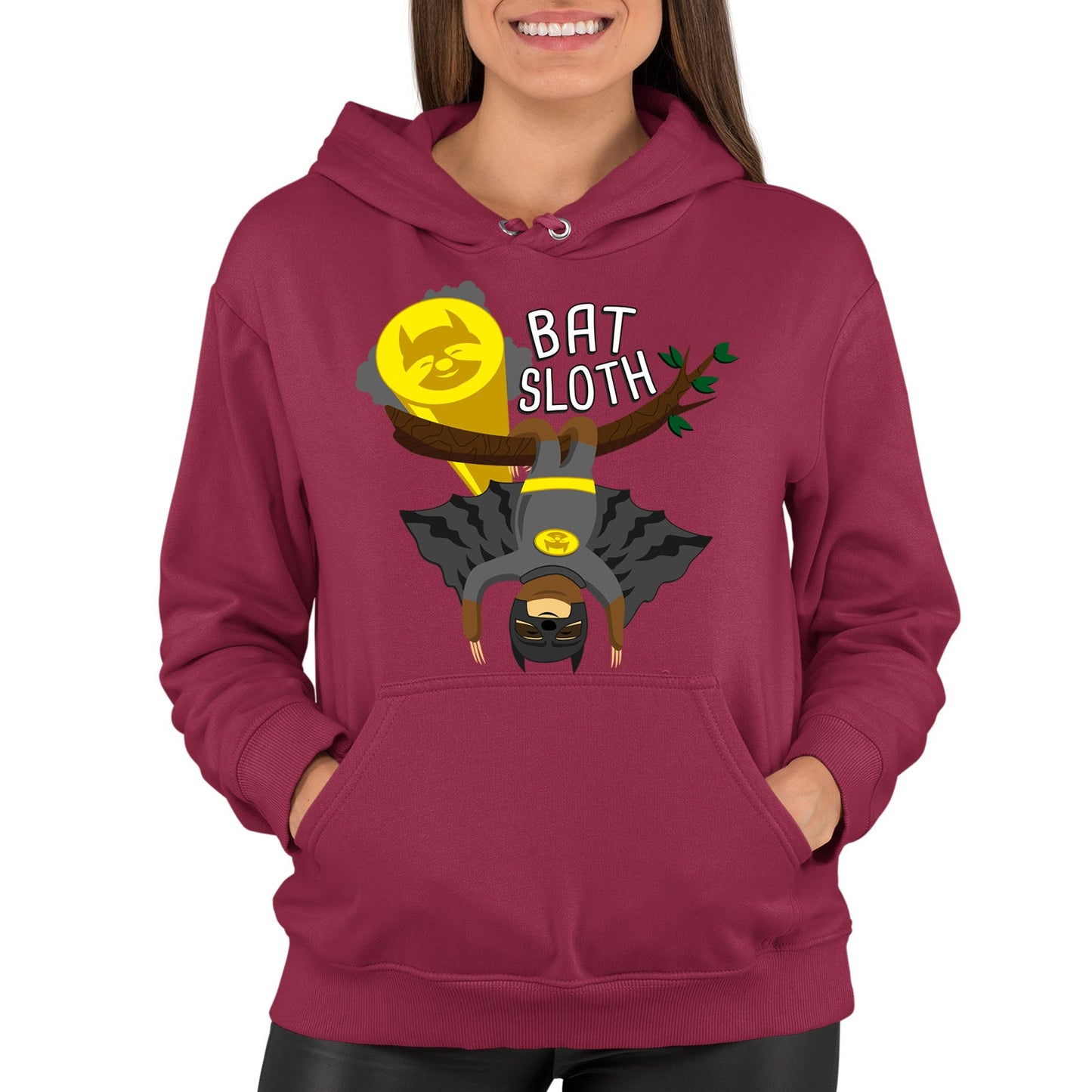 Bat Sloth Funny Super Hero Womens Pullover Hoodie