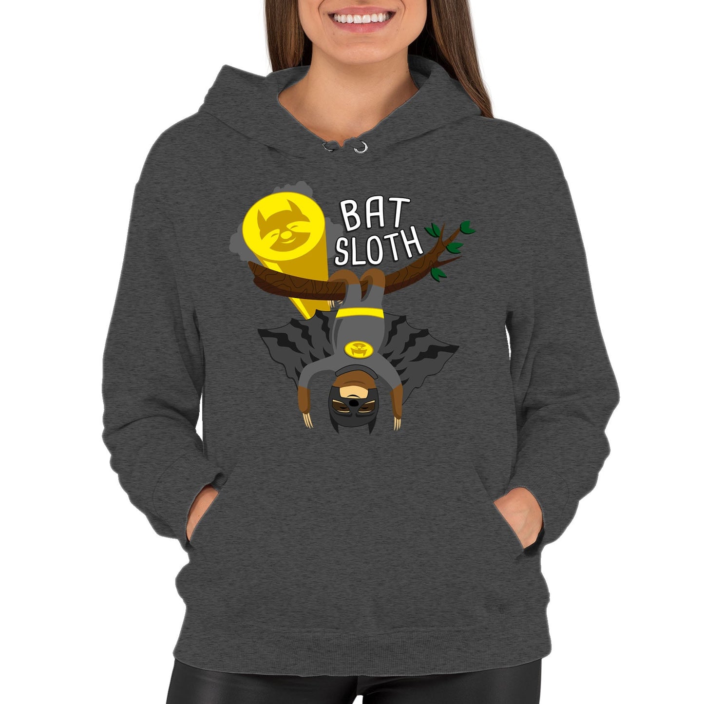 Bat Sloth Funny Super Hero Womens Pullover Hoodie