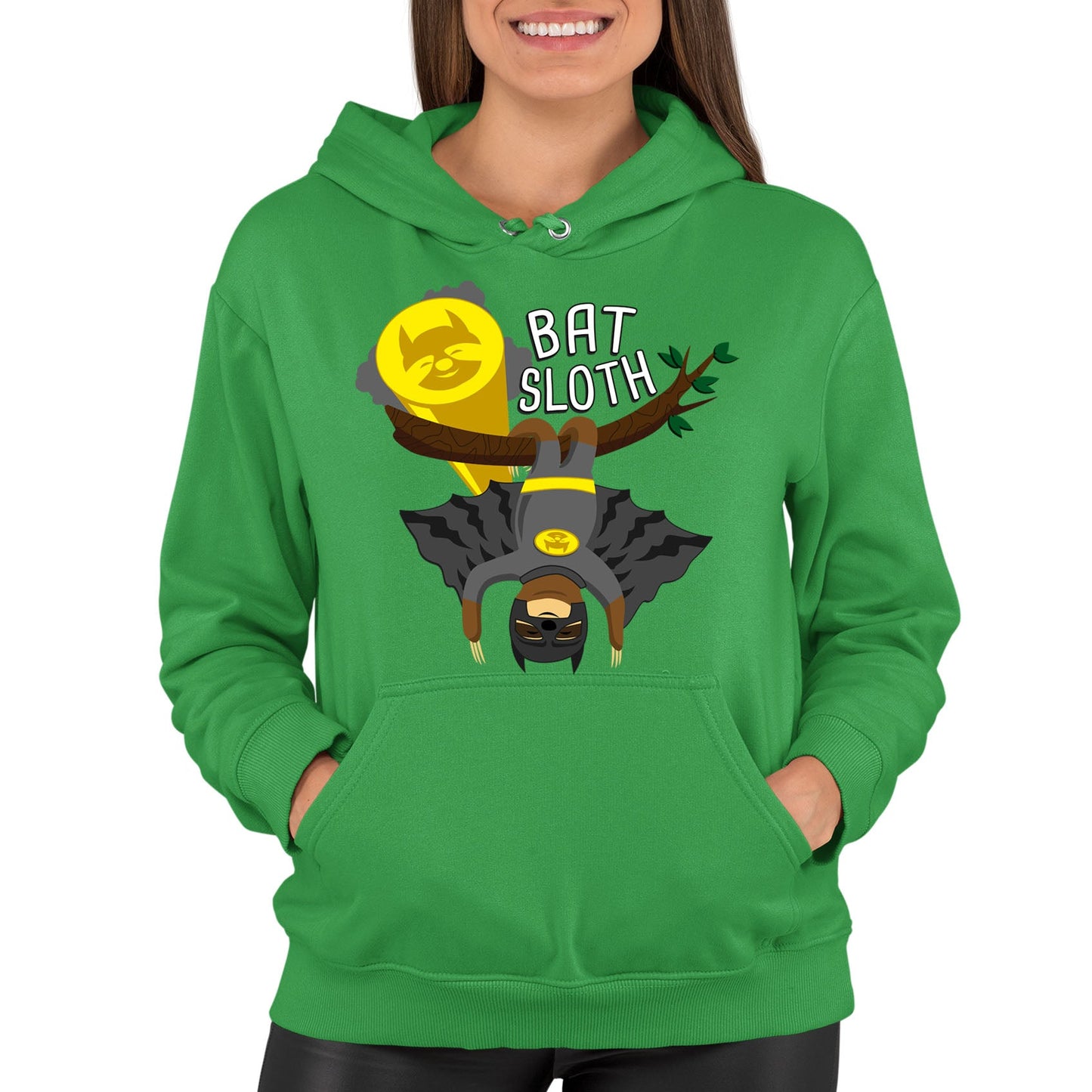 Bat Sloth Funny Super Hero Womens Pullover Hoodie