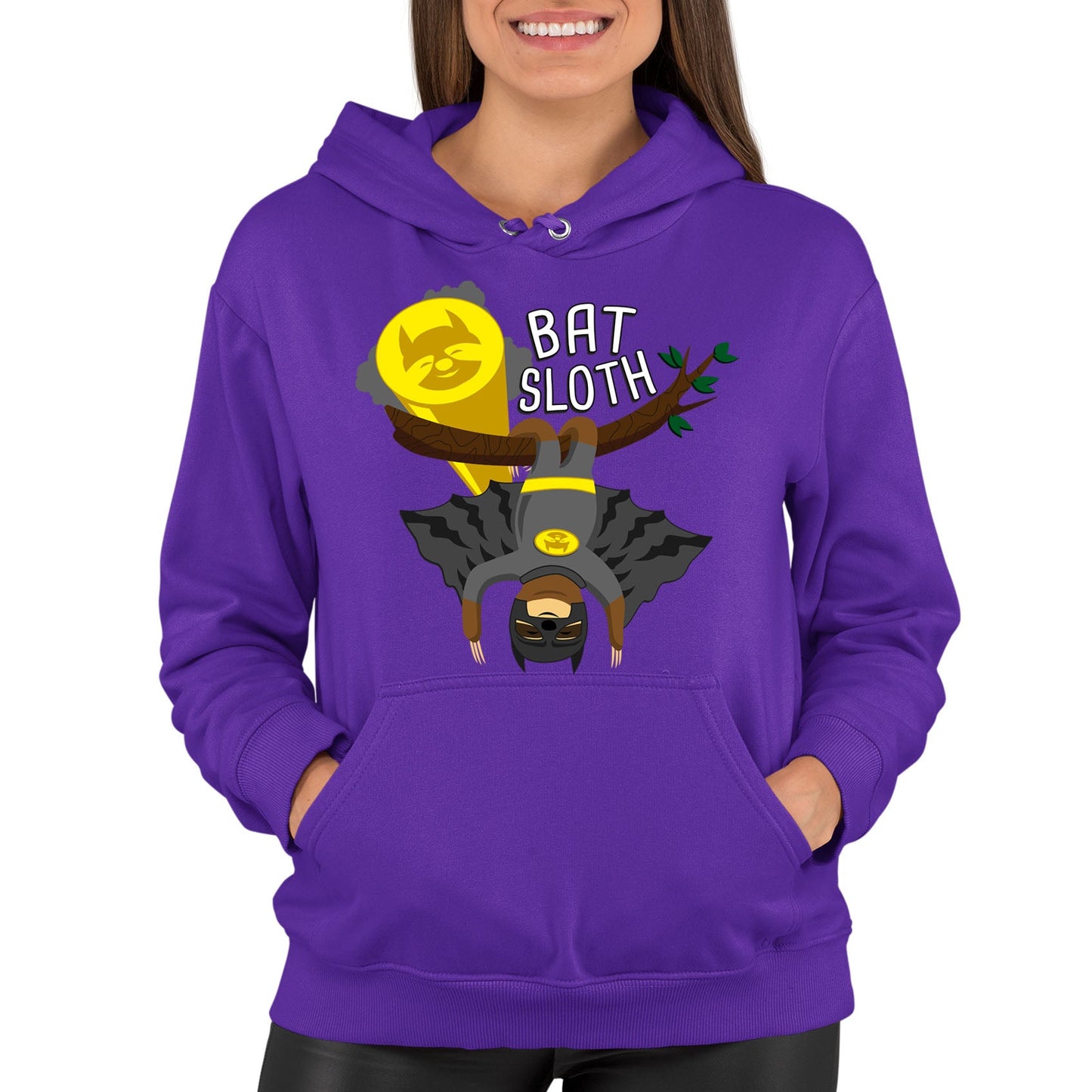 Bat Sloth Funny Super Hero Womens Pullover Hoodie