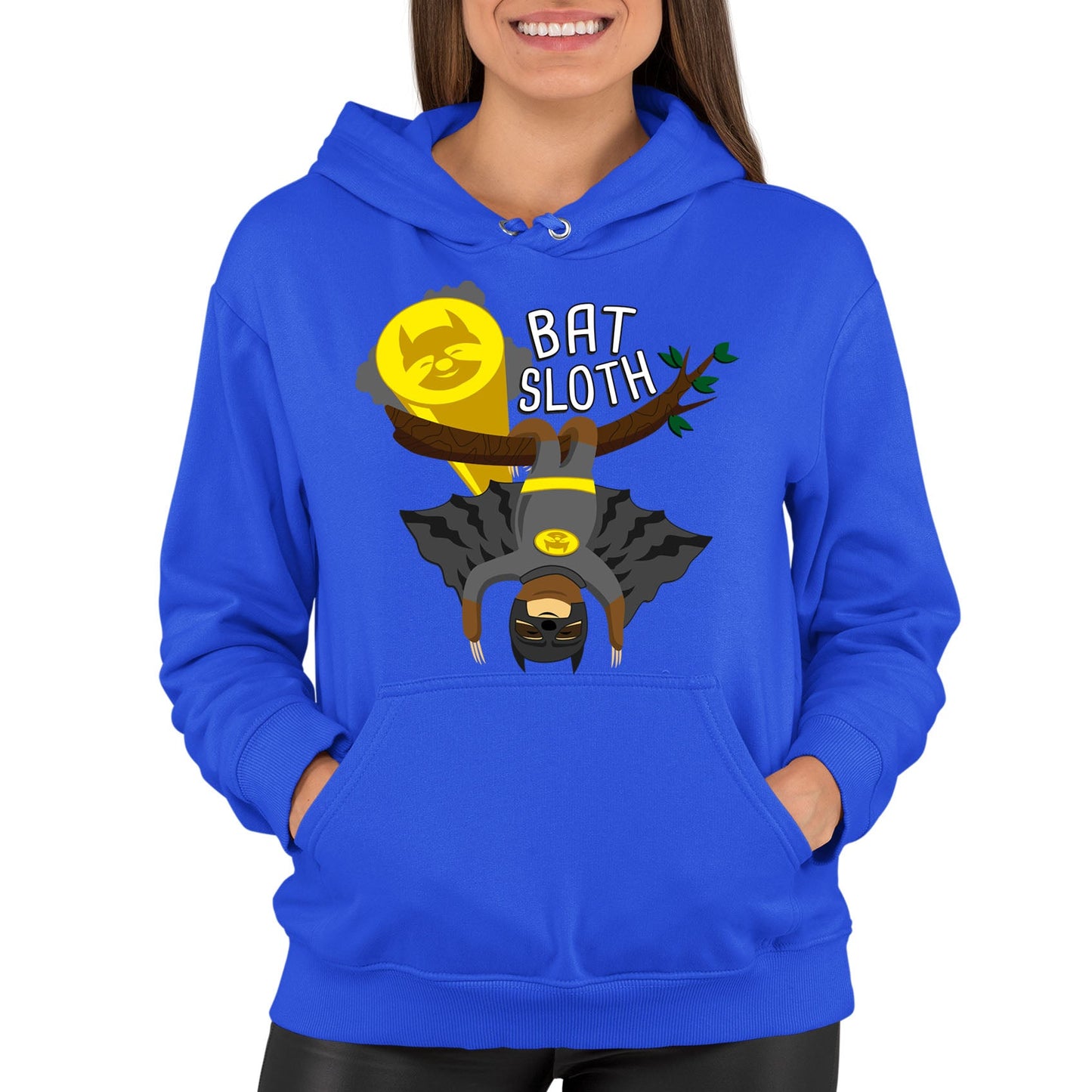 Bat Sloth Funny Super Hero Womens Pullover Hoodie