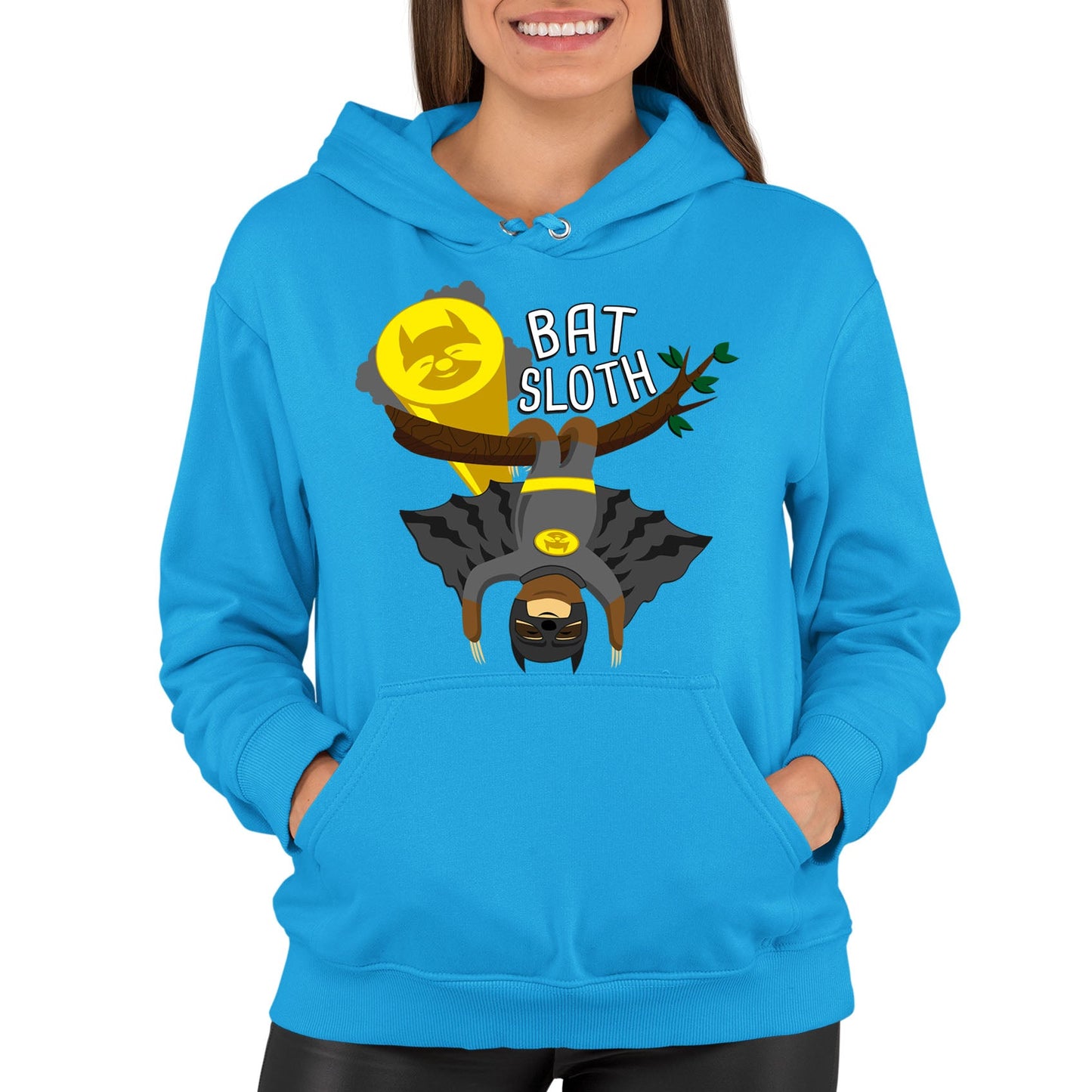 Bat Sloth Funny Super Hero Womens Pullover Hoodie