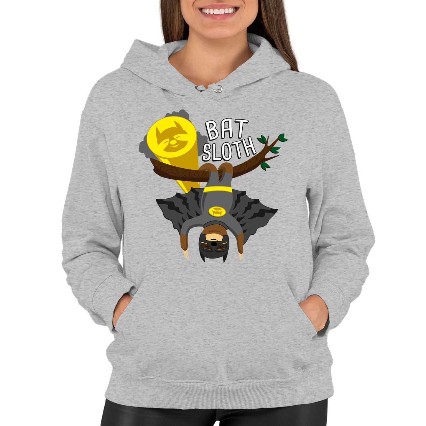 Bat Sloth Funny Super Hero Womens Pullover Hoodie