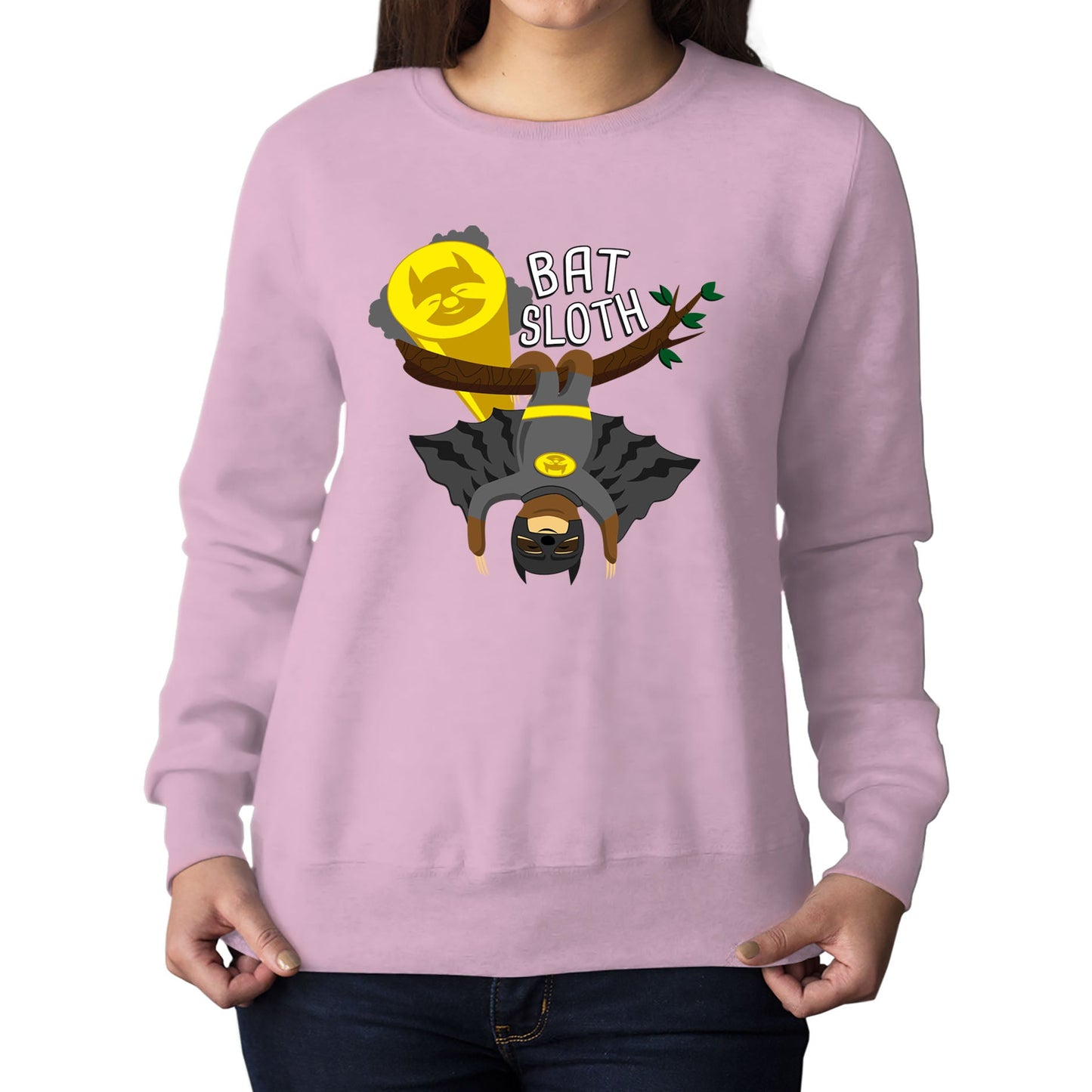 Bat Sloth Funny Super Hero Womens Sweatshirt