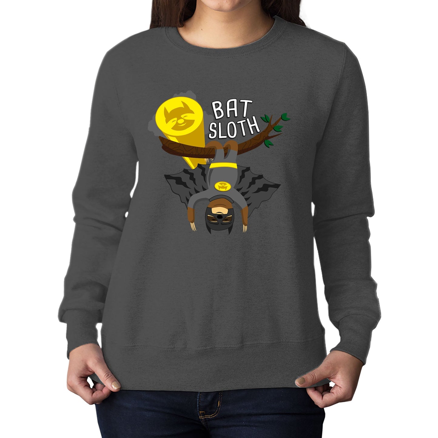 Bat Sloth Funny Super Hero Womens Sweatshirt