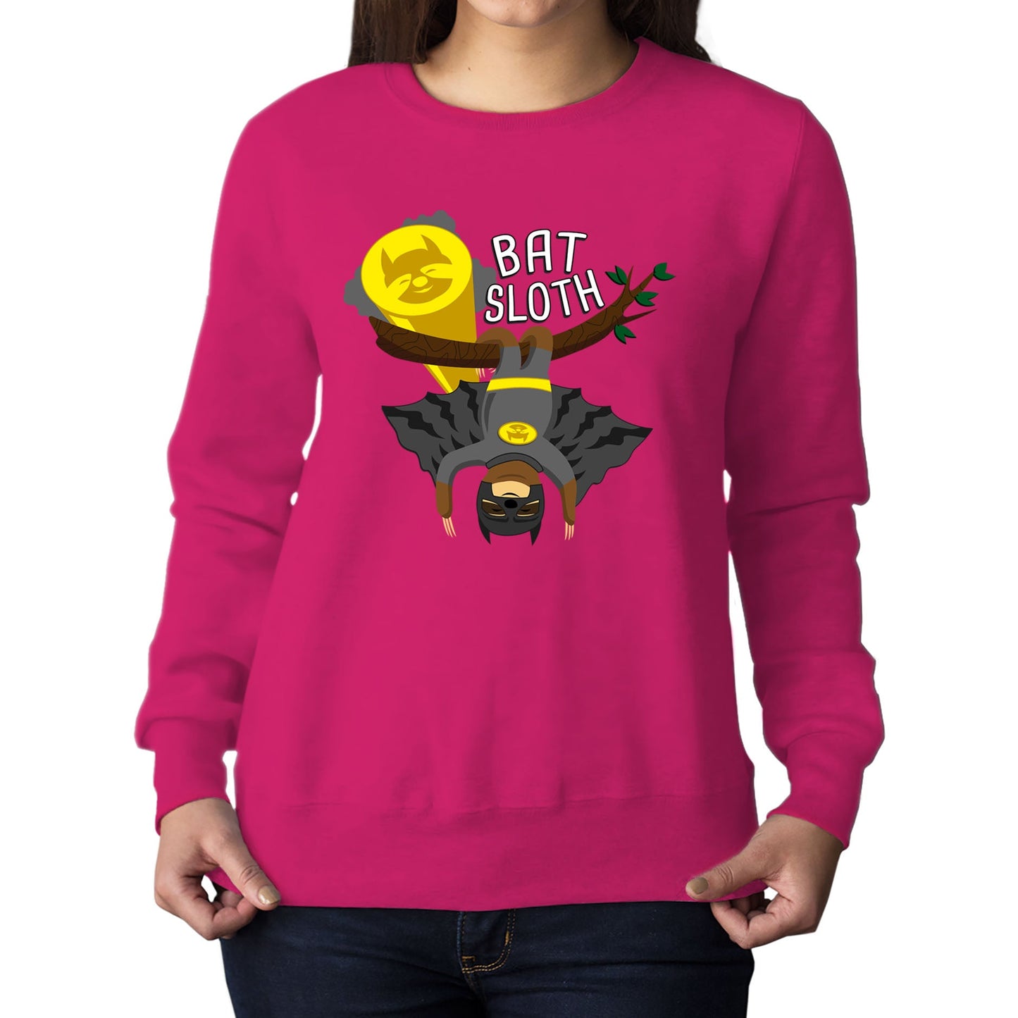 Bat Sloth Funny Super Hero Womens Sweatshirt