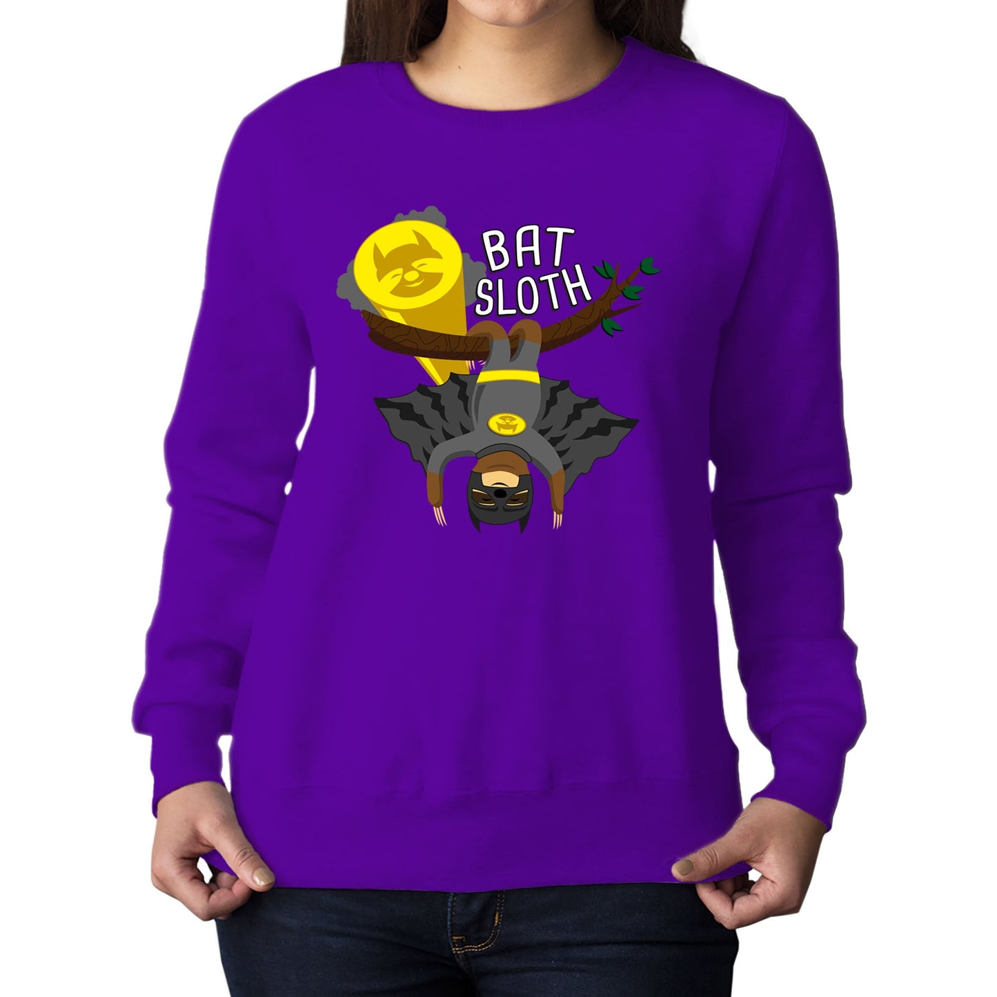 Bat Sloth Funny Super Hero Womens Sweatshirt