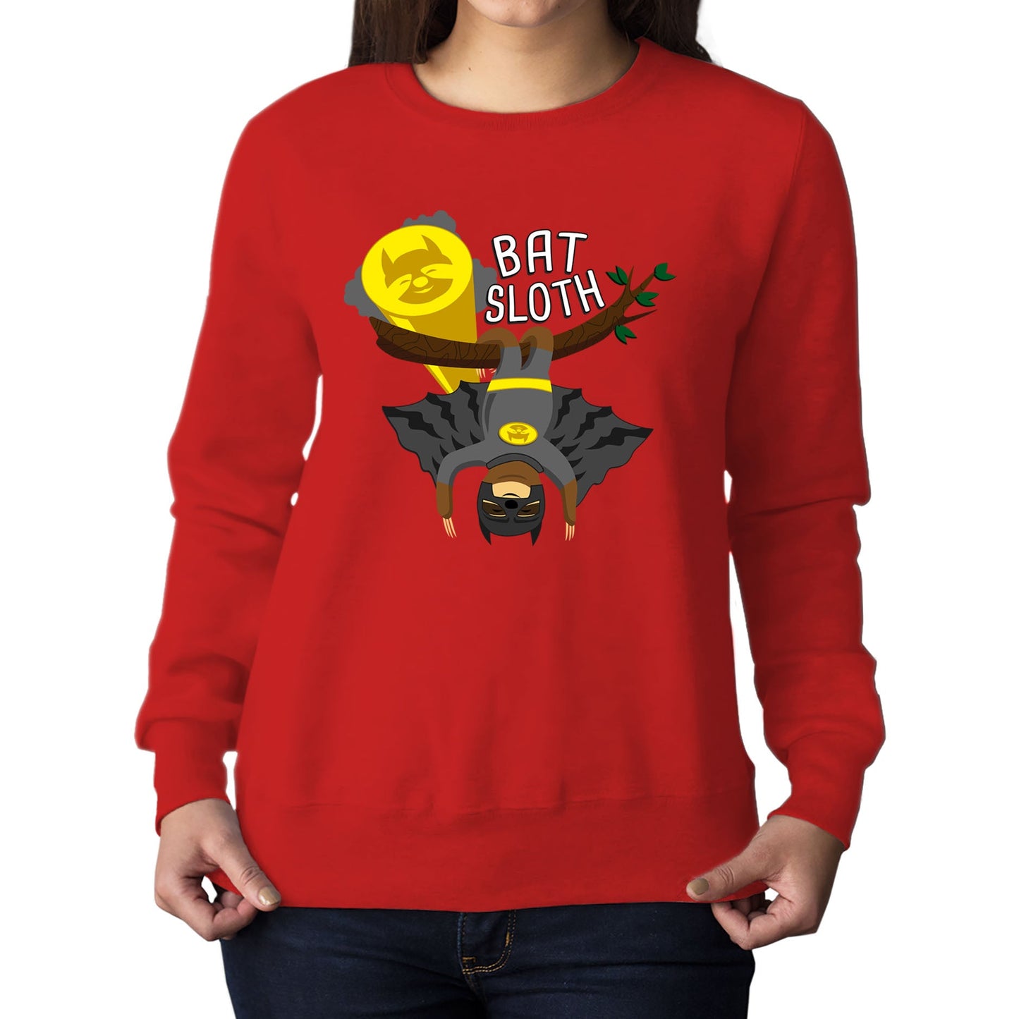 Bat Sloth Funny Super Hero Womens Sweatshirt