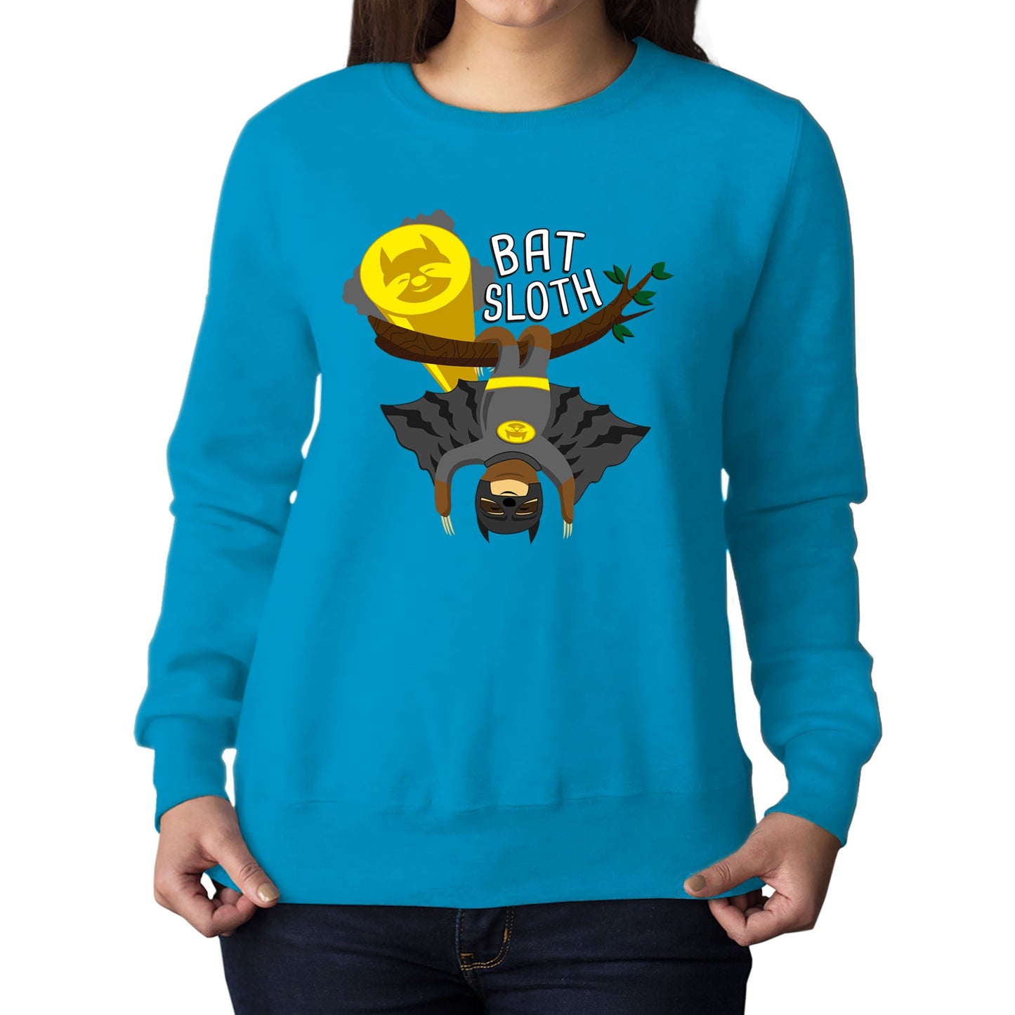 Bat Sloth Funny Super Hero Womens Sweatshirt