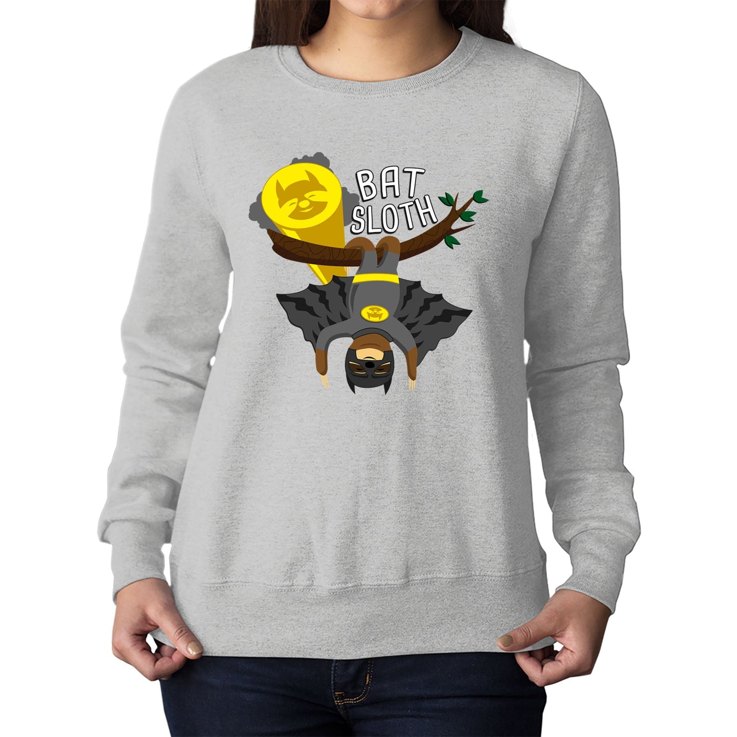 Bat Sloth Funny Super Hero Womens Sweatshirt