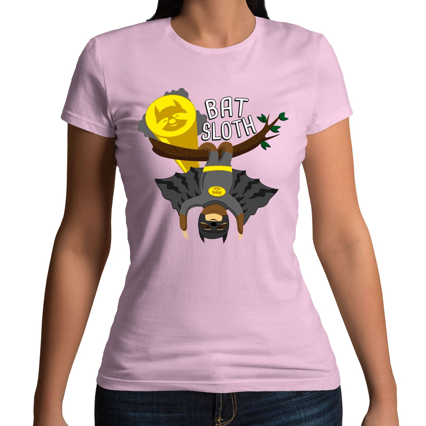 Bat Sloth Funny Super Hero Womens T-shirt