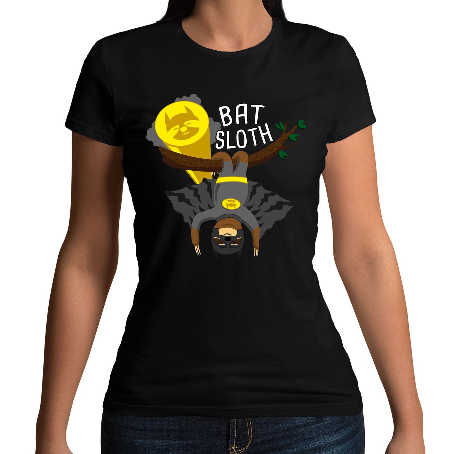 Bat Sloth Funny Super Hero Womens T-shirt