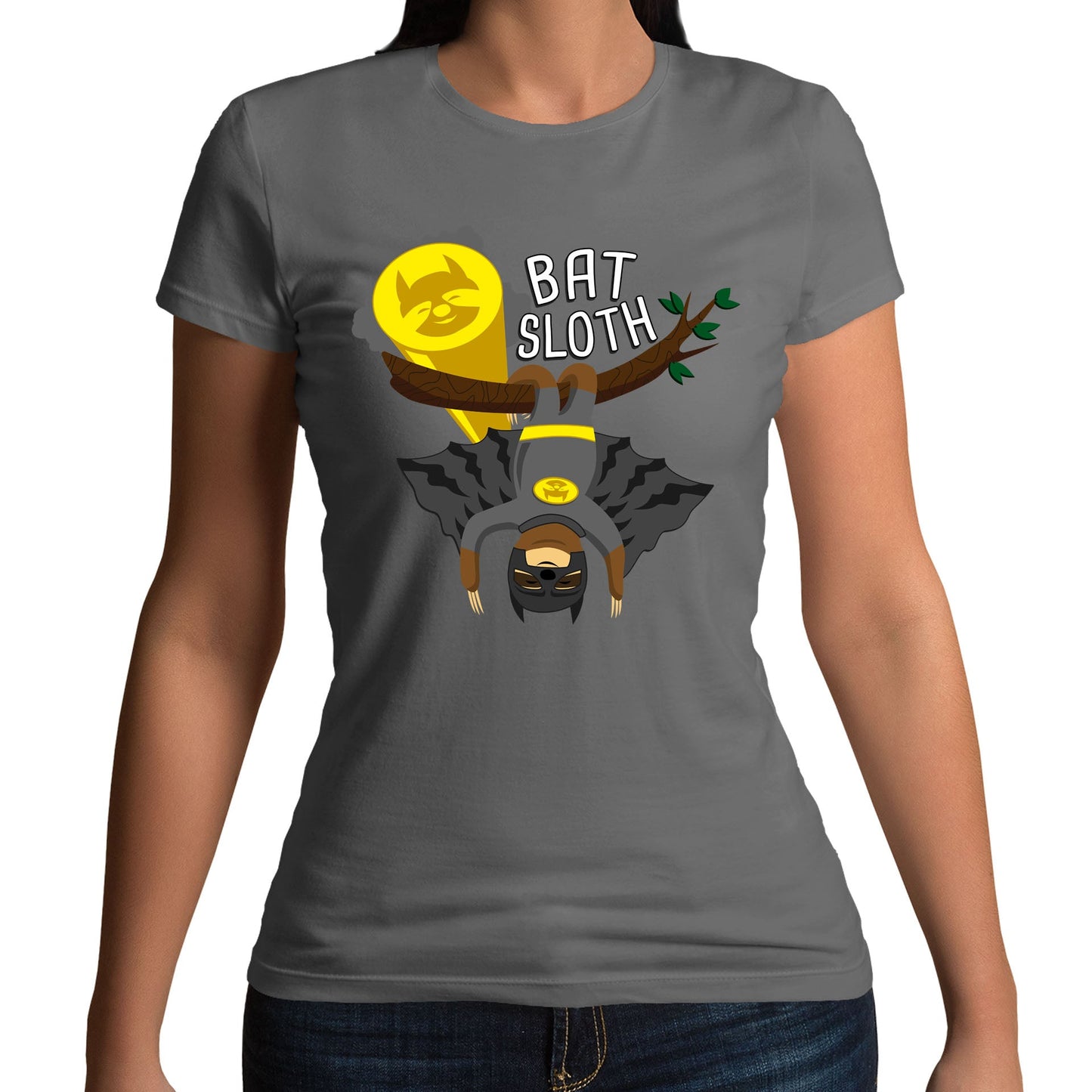 Bat Sloth Funny Super Hero Womens T-shirt