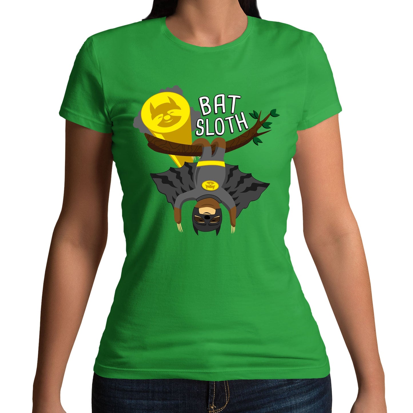 Bat Sloth Funny Super Hero Womens T-shirt